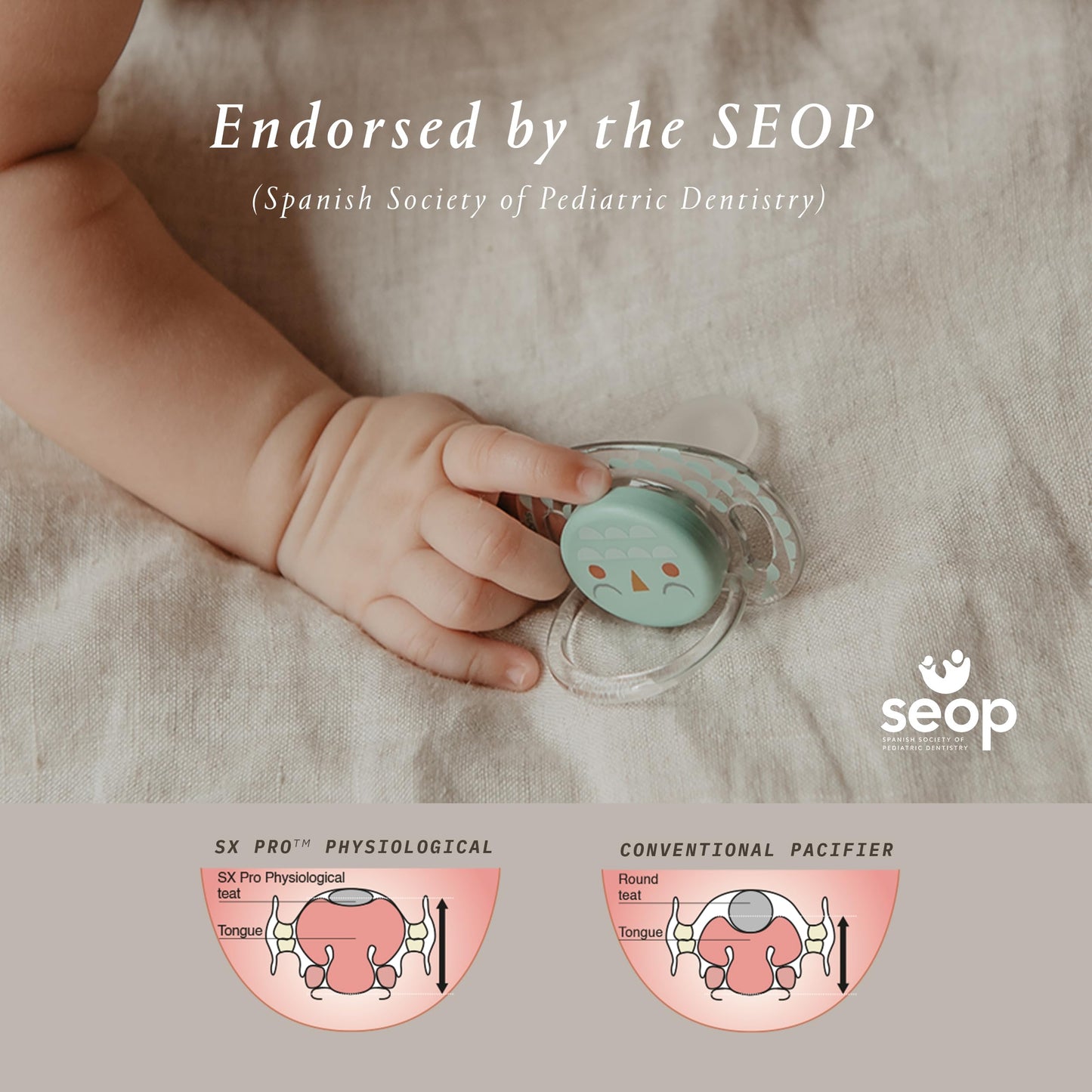 Suavinex Bonhomia SX PRO Physiological Pacifier, Supports Breastfeeding Babies, Pacifiers 6-18 Months, 2 Pack Baby Pacifier, Baby Accessories, (Pink/Beige)