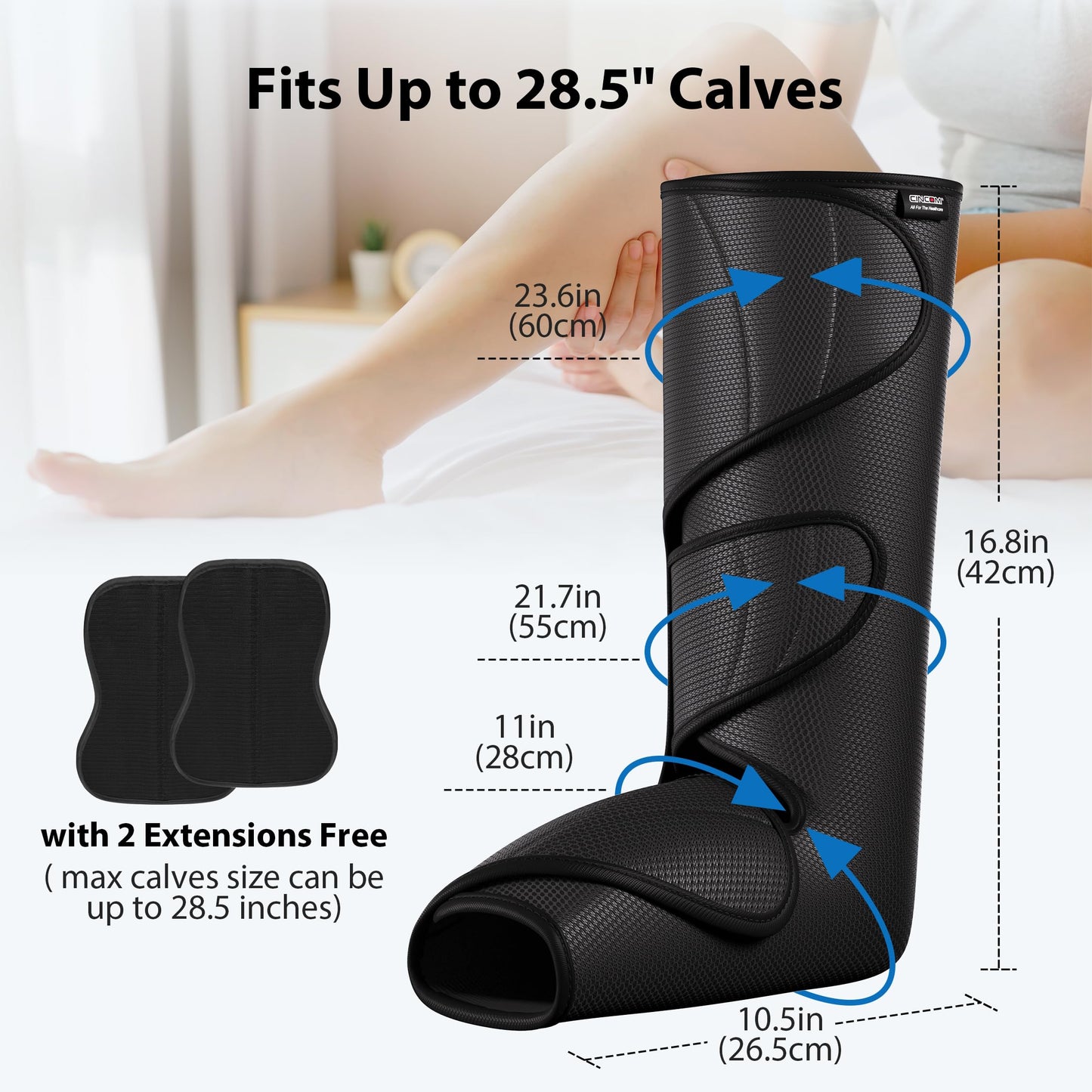 CINCOM Leg Massager for Circulation and Pain Relief, Air Compression Calf Foot Leg Massagers with Handheld Controller, Legs Circulation Machine
