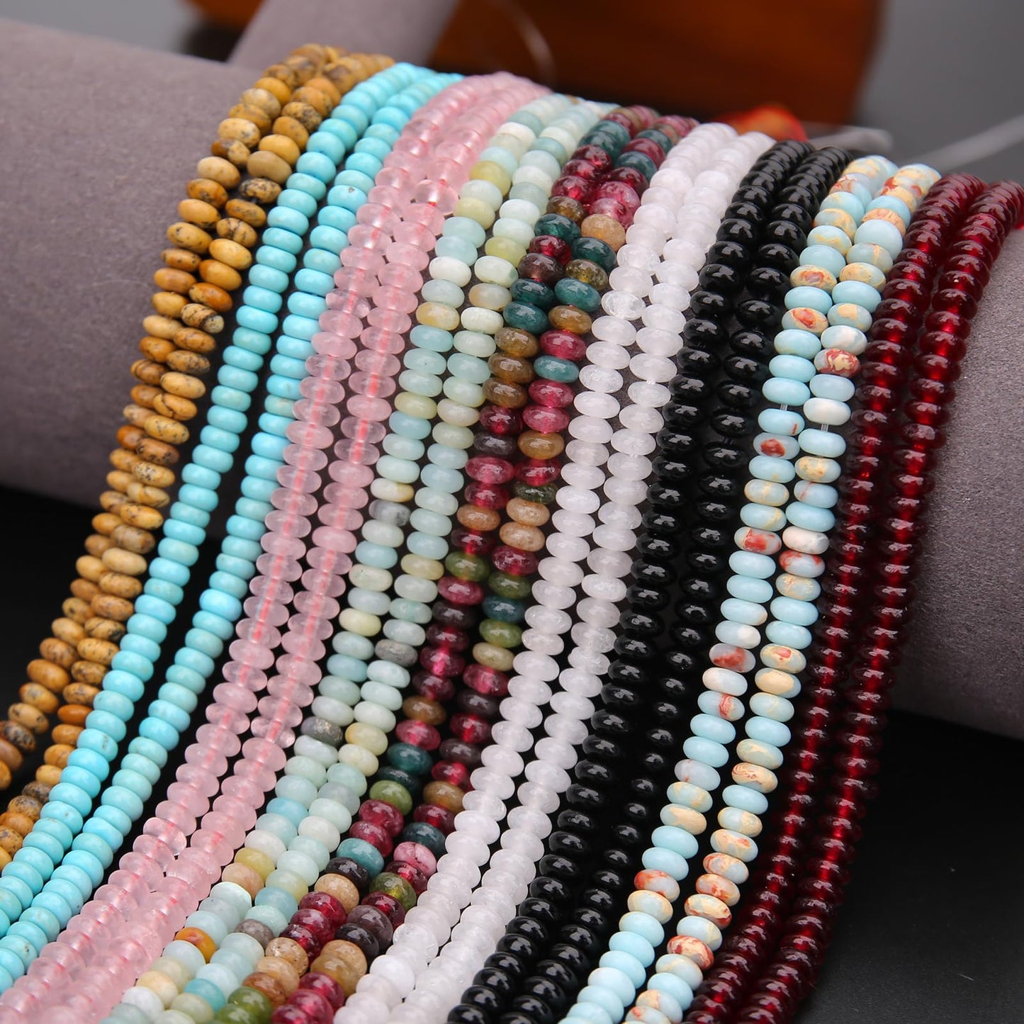 BONNY BOXX 150PCs Natural 2 * 4mm India Agate Rondelle Beads, Natural Abacus Disk Stone Beads Loose Spacer Gemstone Beads for DIY Bracelet Necklace Jewelry Making