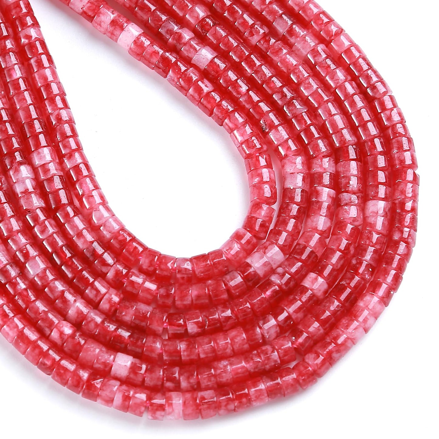 150pcs 2x4mm Natural Pink Rose Tourmaline Jades Tube Shape Beads Loose Flat Round Cylinder Flat Spacer Green Stone Beads for Bracelet Earrings Jewelry Making