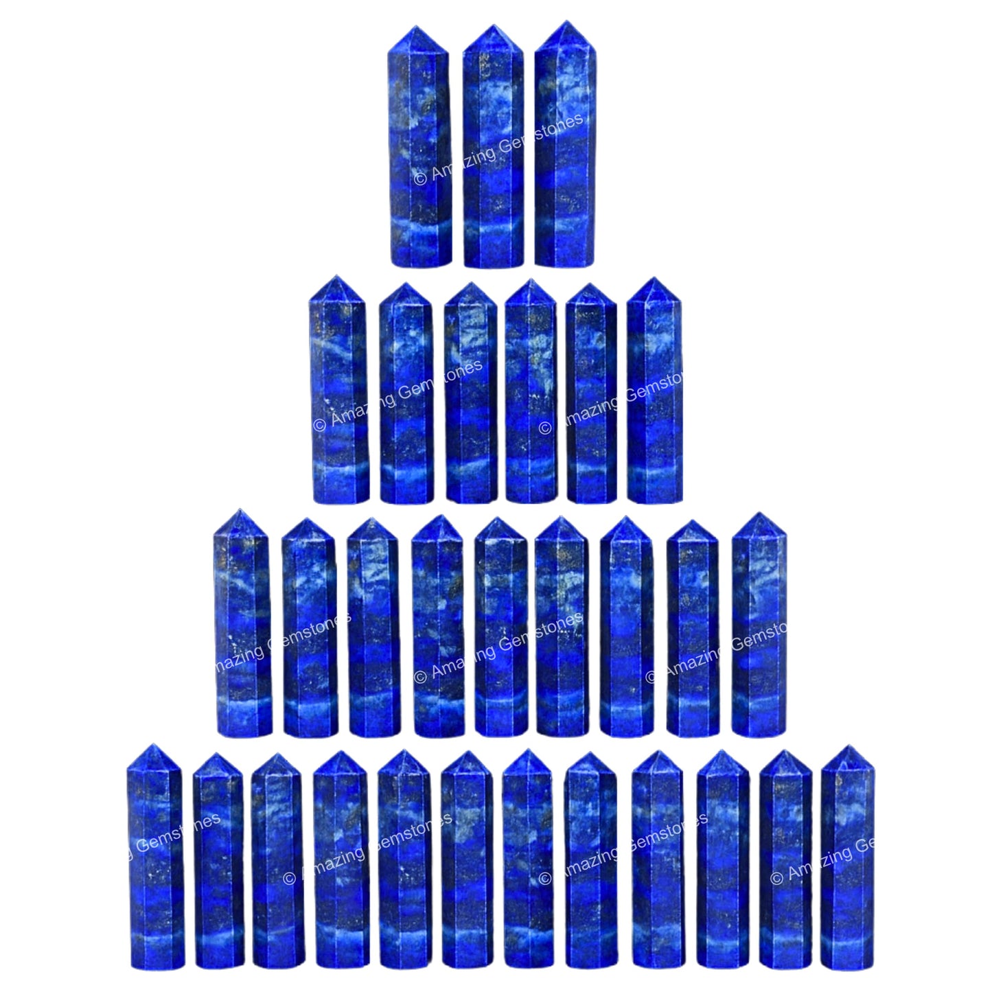 Amazing Gemstone Lapis Lazuli Crystal Points Bulk Healing Crystals and Stones - Pack of 3 Single Terminated Healing Wand Point Bulk Crystals for Crafts, Crystal Grid, DIY Work - Premium Crystals