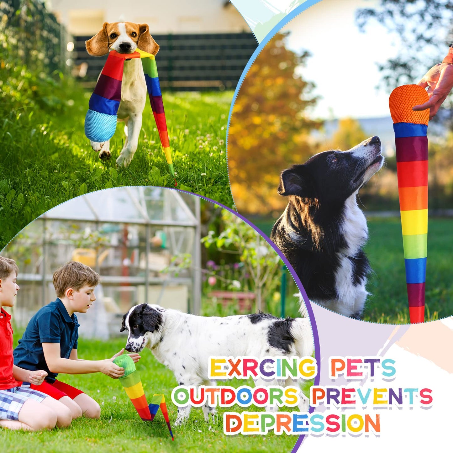 Leyndo 12 Pcs 28 Inch Throw and Catch Balls with Rainbow Tail, Soft Sports Play Comet Balls Playground Toys Bulk for Kids Adults Games and Activities Fun Throwing School (Classic)