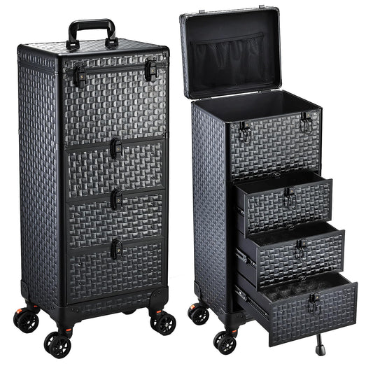 Yueieoun Salon Cart with 3 Drawers, Nail Trolley Cart with Wheels Salon Station Rolling Makeup Train Case Cosmetology Case Organizer Cases for Nail Tech,SPA,Face Painting,Hairstylist,Makeup Artist