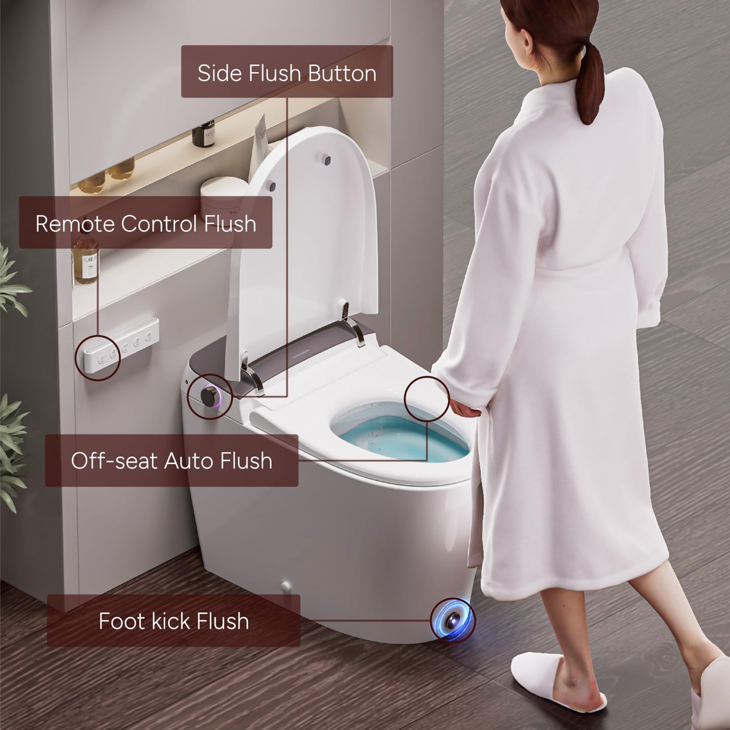 Casta Diva Smart Toilet with Bidet Built In, Auto Open/Close Lid, Heated Bidet Seat, Blackout Flush, Auto & Foot Kick Flush, Smart Toilet with Tank,1.06 GPF with Remote(CD-Y060A)