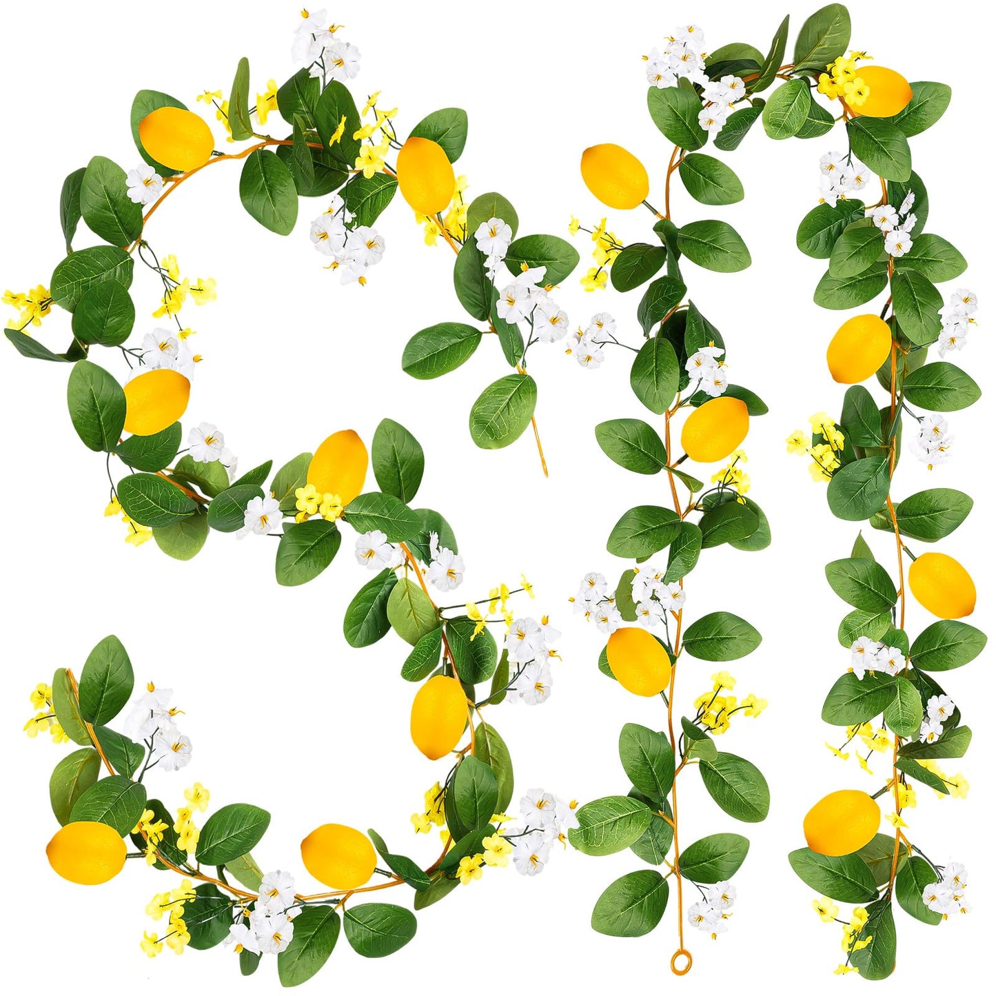 KVCSYAW 2 Pcs Artificial Lemon Flower Garland Vine, 14 Ft Fake Yellow Lemon Vines Silk Flowers Hanging Floral Garlands Decoration for Room Wall, Flower Themed Party, Wedding Supplies