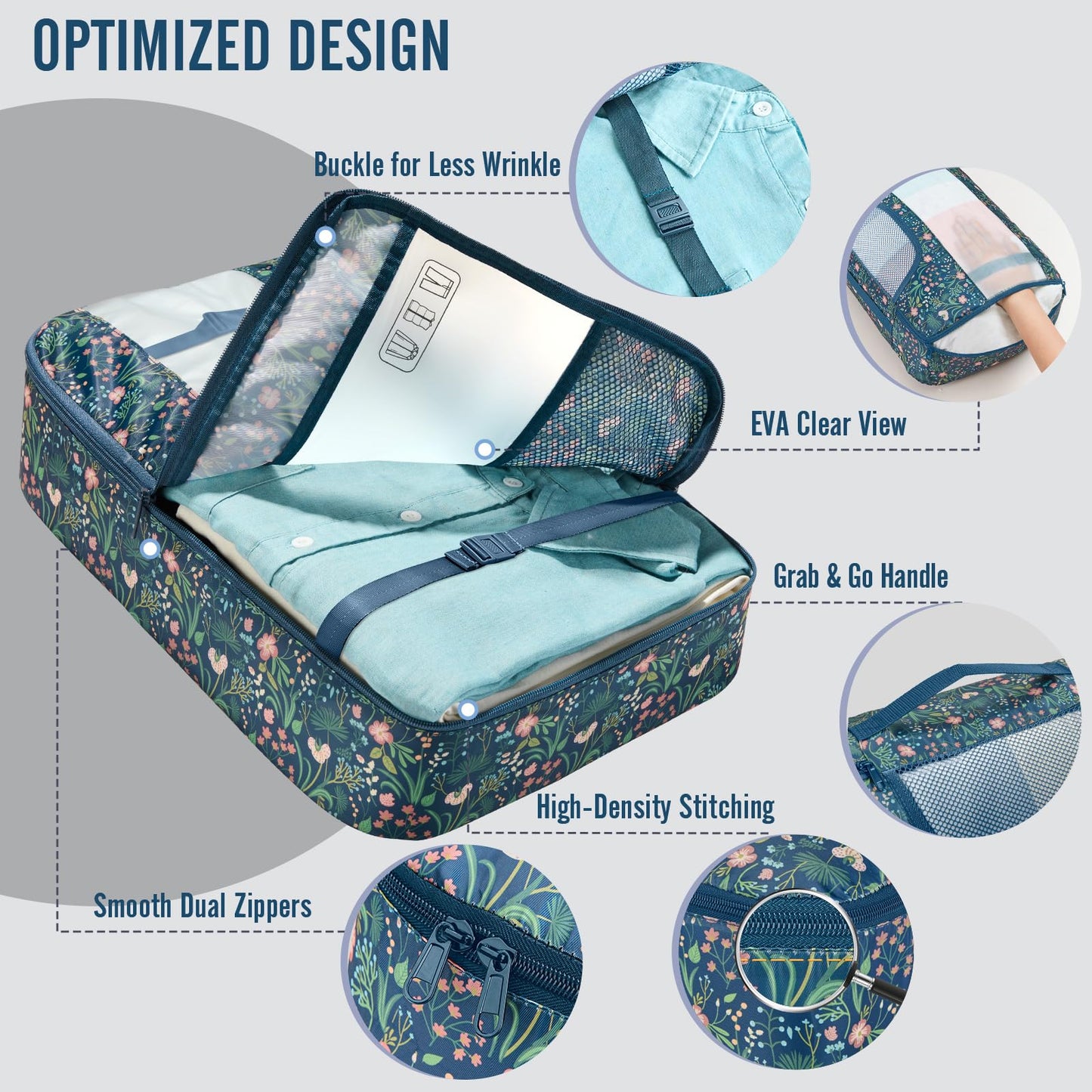 Veken 8 Set Packing Cubes for Travel Essentials, Suitcase Organizer Bags in 4 Sizes, Carry-On Luggage Accessories with Large Laundry & Hanging Toiletry Bag, Must-Have for Airplane, Road Trip & Camping