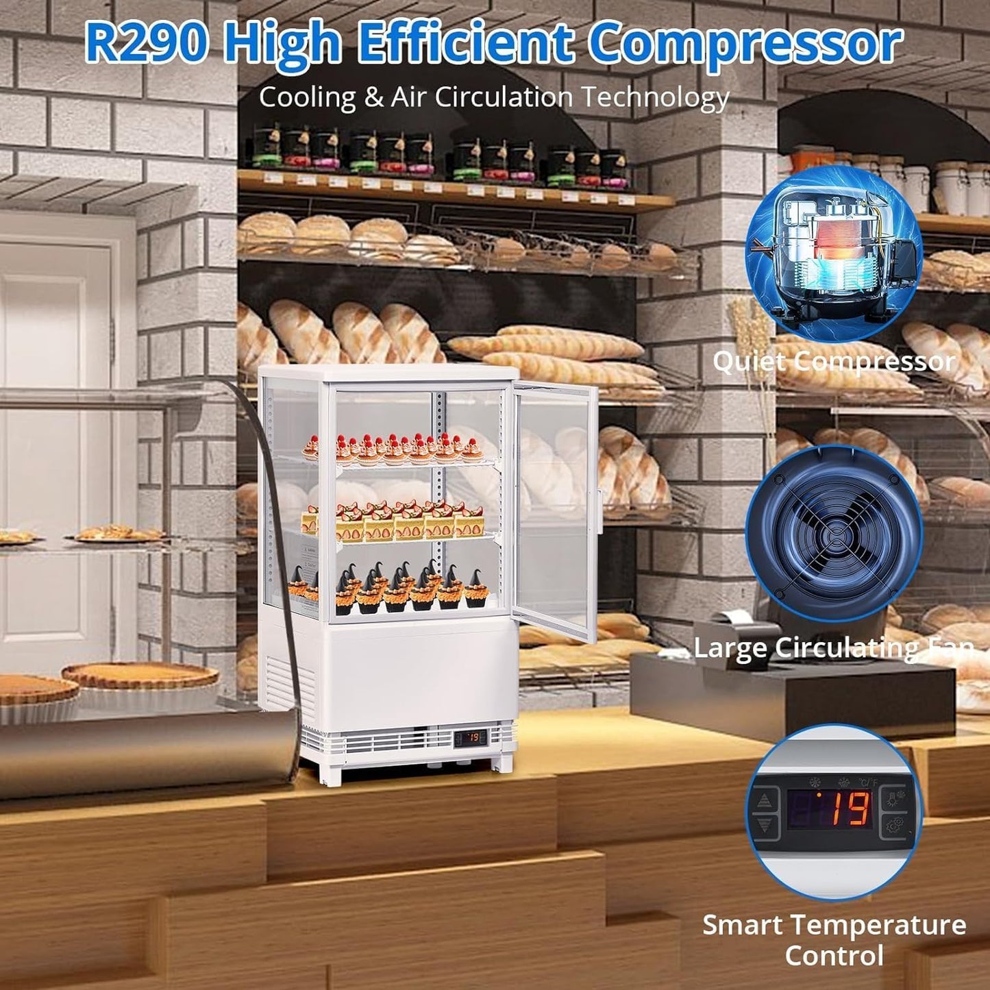 ActiveTrail Commercial Beverage Refrigerator, Upright Beverage Display Refrigerator with Double Glass Door and Adjustable Shelves, Refrigerated Beverage Cooler for Restaurants, Bars, Shops