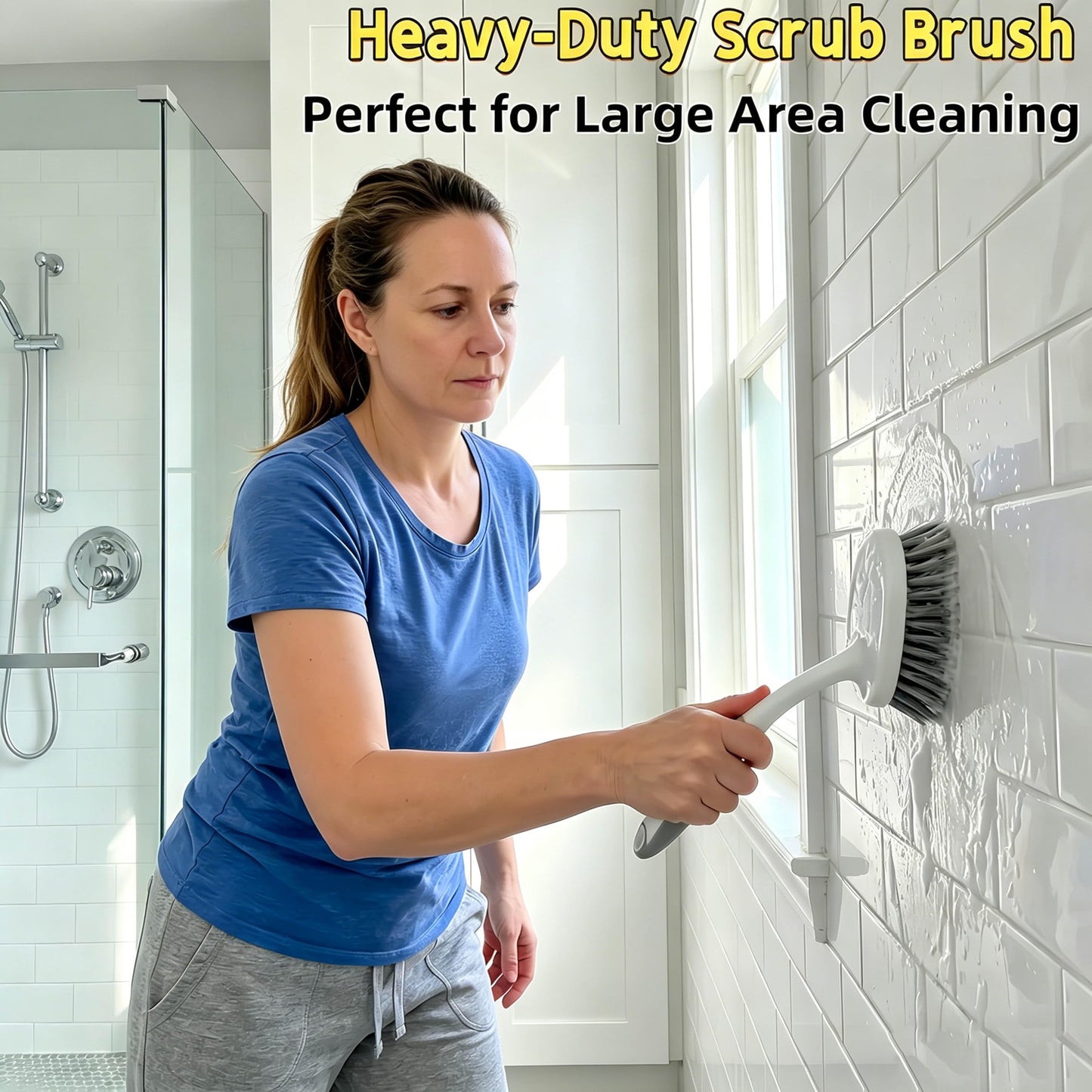 Scrub Brush for Cleaning-3 Pack Heavy-Duty Scrub Brushes Set Shower Scrubber Brush,Grout Brush,Scrubbing Brush with Stiff Bristles for Bathroom,Bathtub,Tile,Floor,Grout,Sink,Swimming Pool