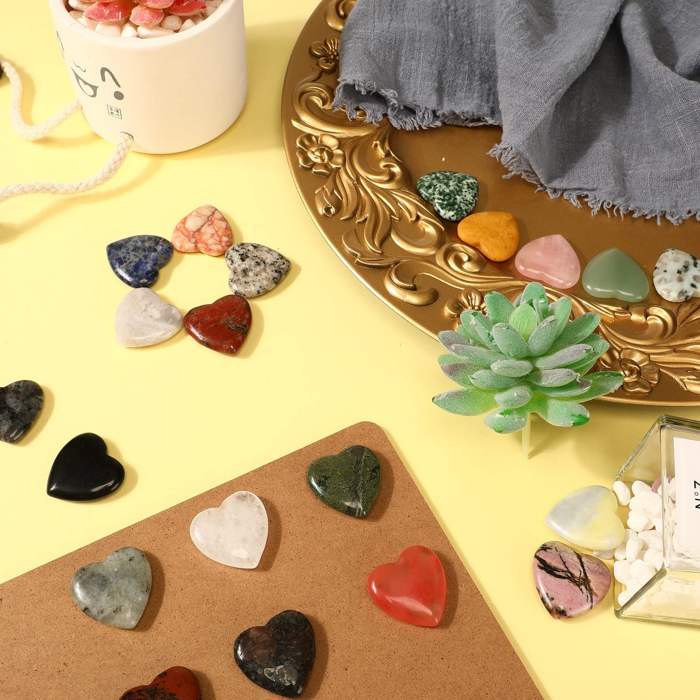 Nuenen 30 Pcs Heart Shape Crystals Bulk 1.2 Inch Gemstone Mother Gift Heart Stone Worry Rocks Quartz Love Wholesale Love Pocket Palm for Valentine's Day Women Mom (Classic Color)