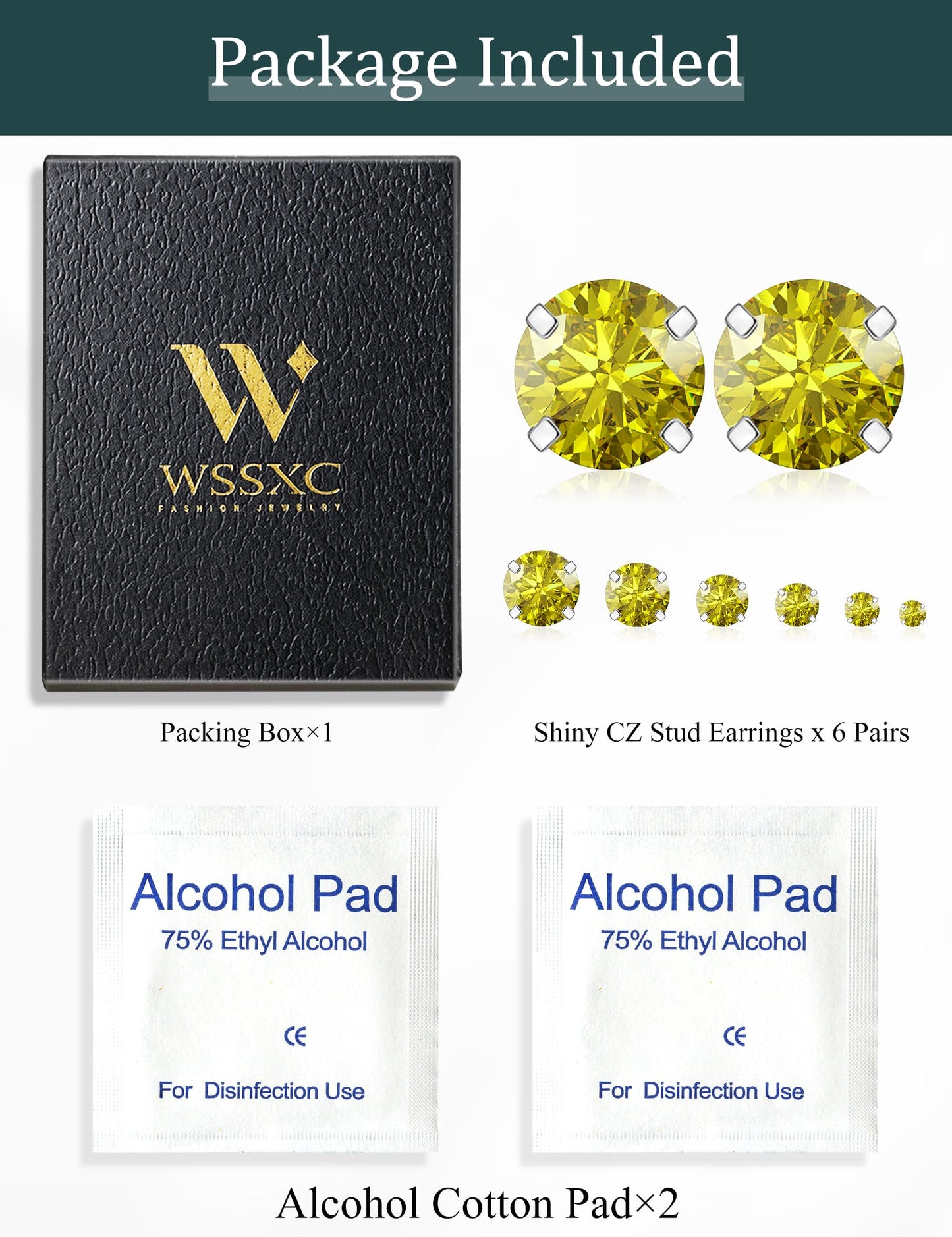 6 Pairs Hypoallergenic Cubic Zirconia Earrings Surgical Steel Flat Back Studs for Cartilage, Screw Back Fashion Jewelry