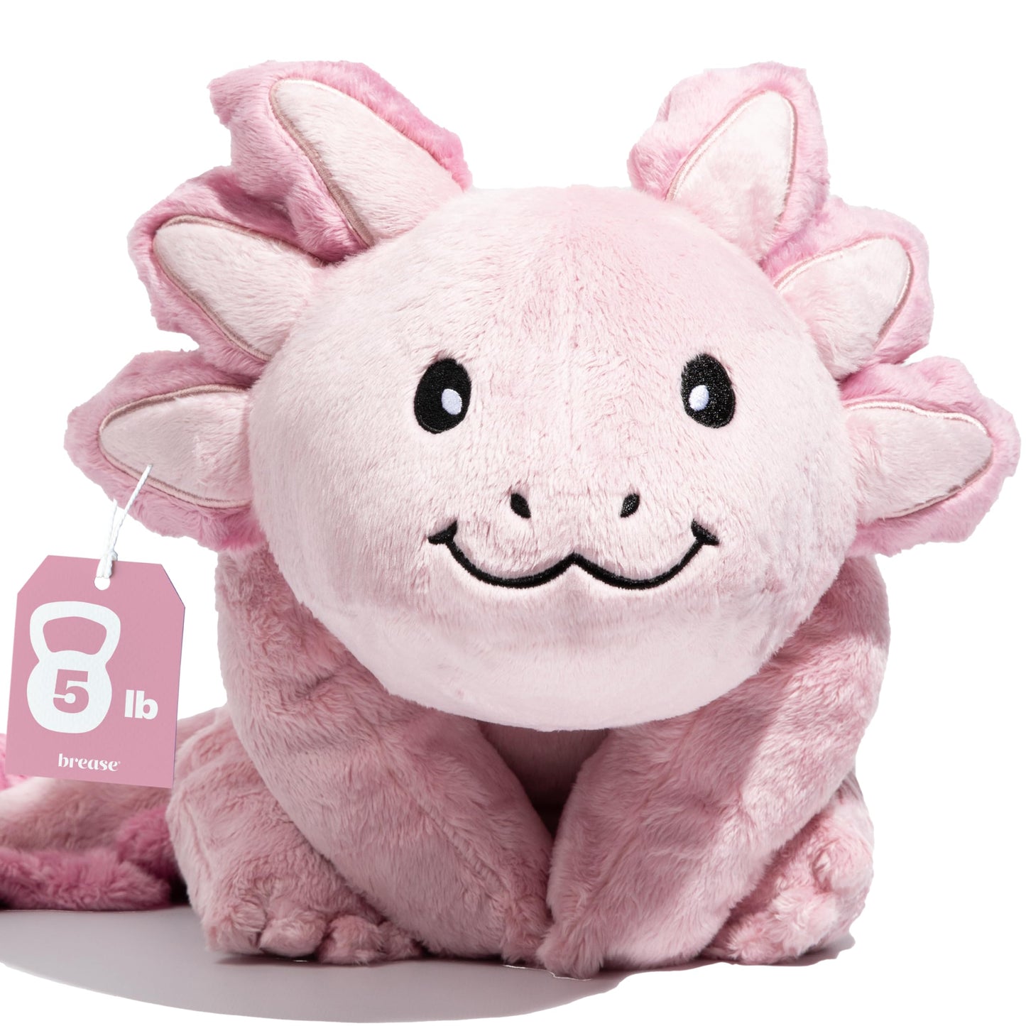 Brease 5 lb Unscented Weighted Pink Axolotl Dragon Stuffed Animal - Soft, Large Plush Toy for Comfort, Calm & Relaxation, Ideal Huggable Companion for Kids & Adults, Perfect Heavy Plushie for All Ages