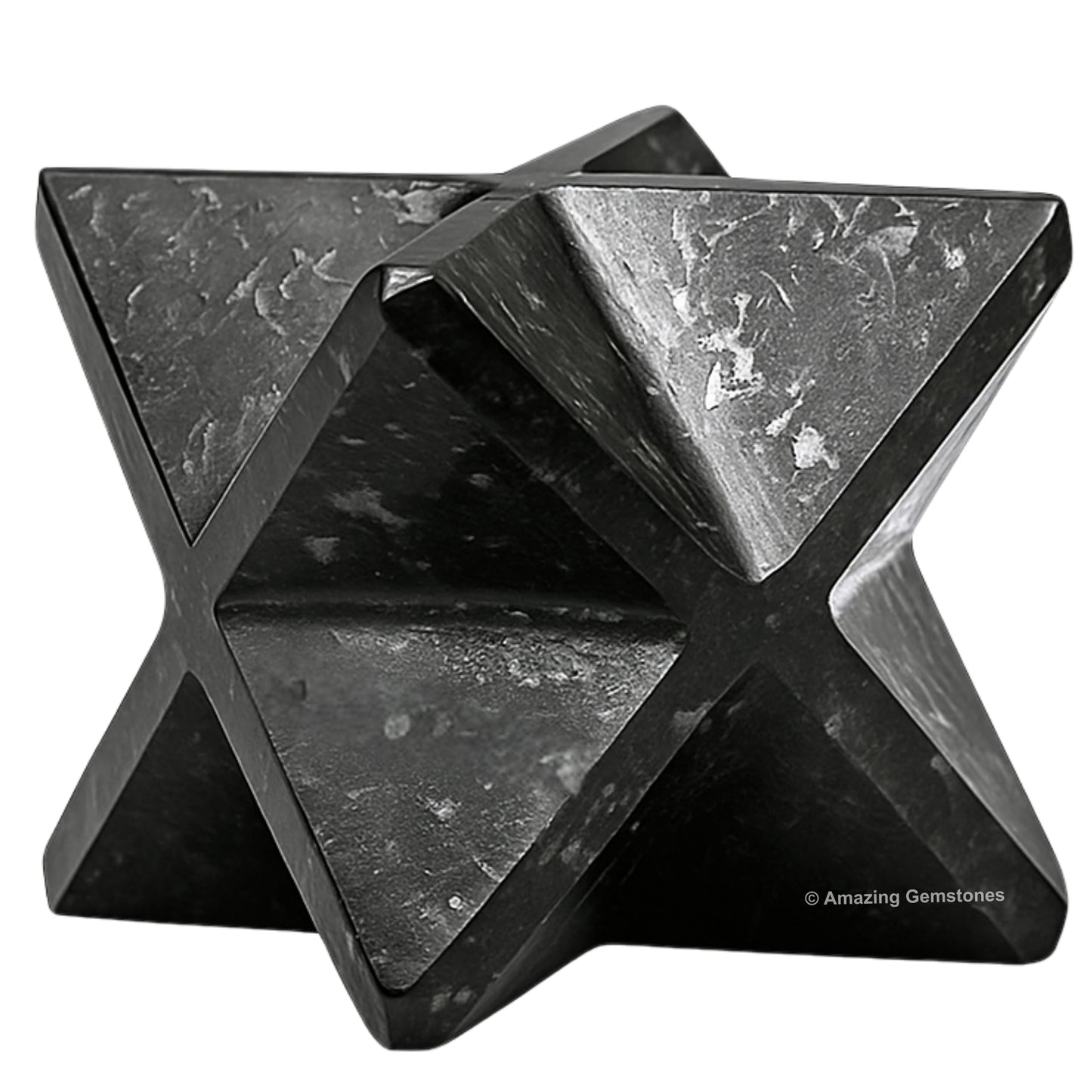 Amazing Gemstone Nuummite Merkaba Crystal - 0.75 Inches Metaphysical Merkaba Star for Meditation - Energetic Tetrahedron Crystal and Healing Stones for Spiritual Growth and Healing (15-20mm)