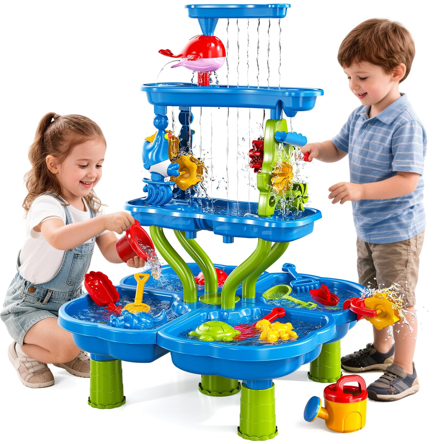Kenthoris Water Table for Toddlers 1-3, Toddler Outdoor Toys Kids Summer Beach Backyard Pool Splash Activities Playsets, Water and Sand Activity Sensory Playset for Toddlers 1.5+ Years Old (9988)