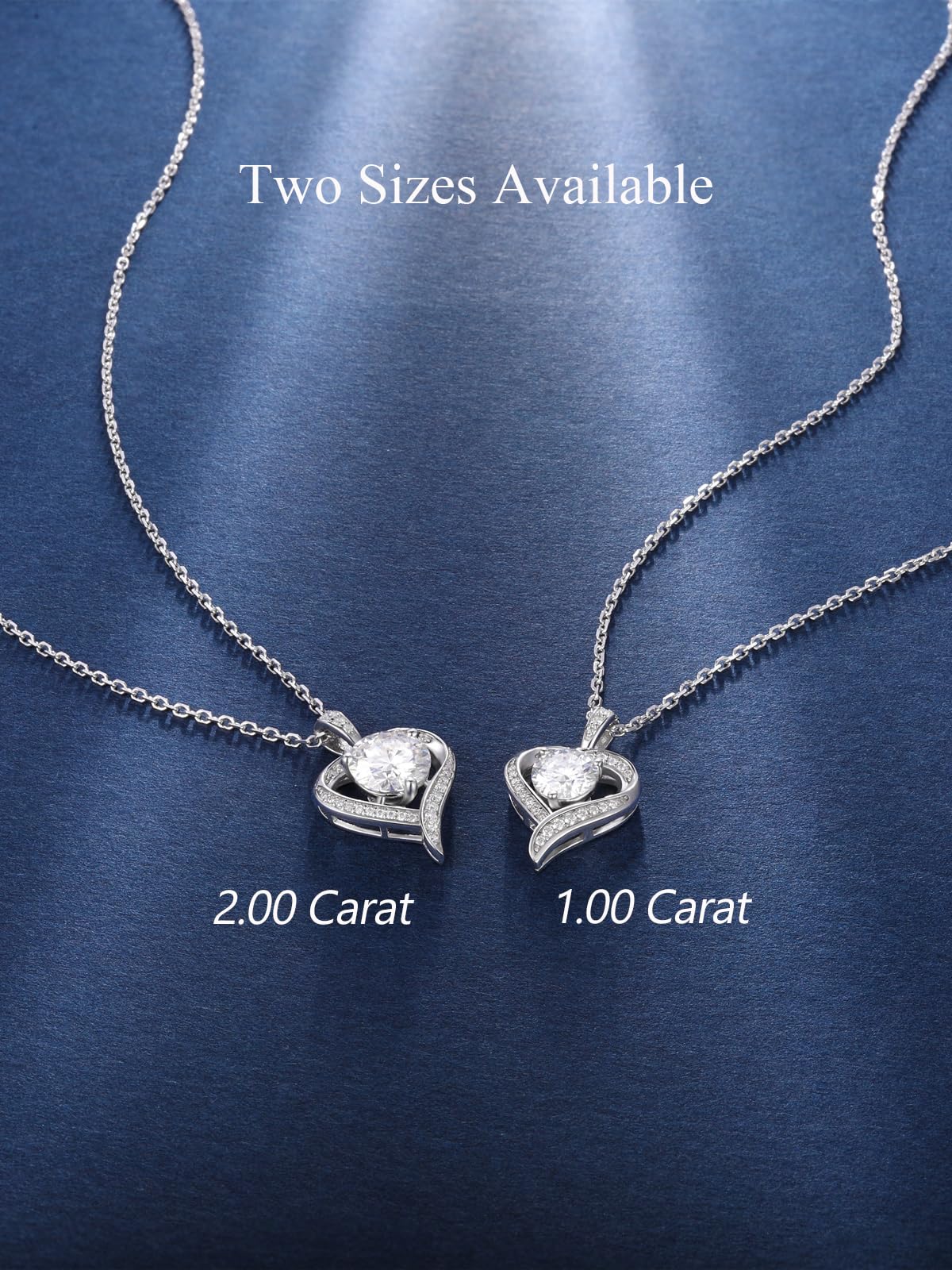 CYW 1 Carat Moissanite Heart 925 Sterling Silver Pendant Sparkle Necklace for Women Valentine