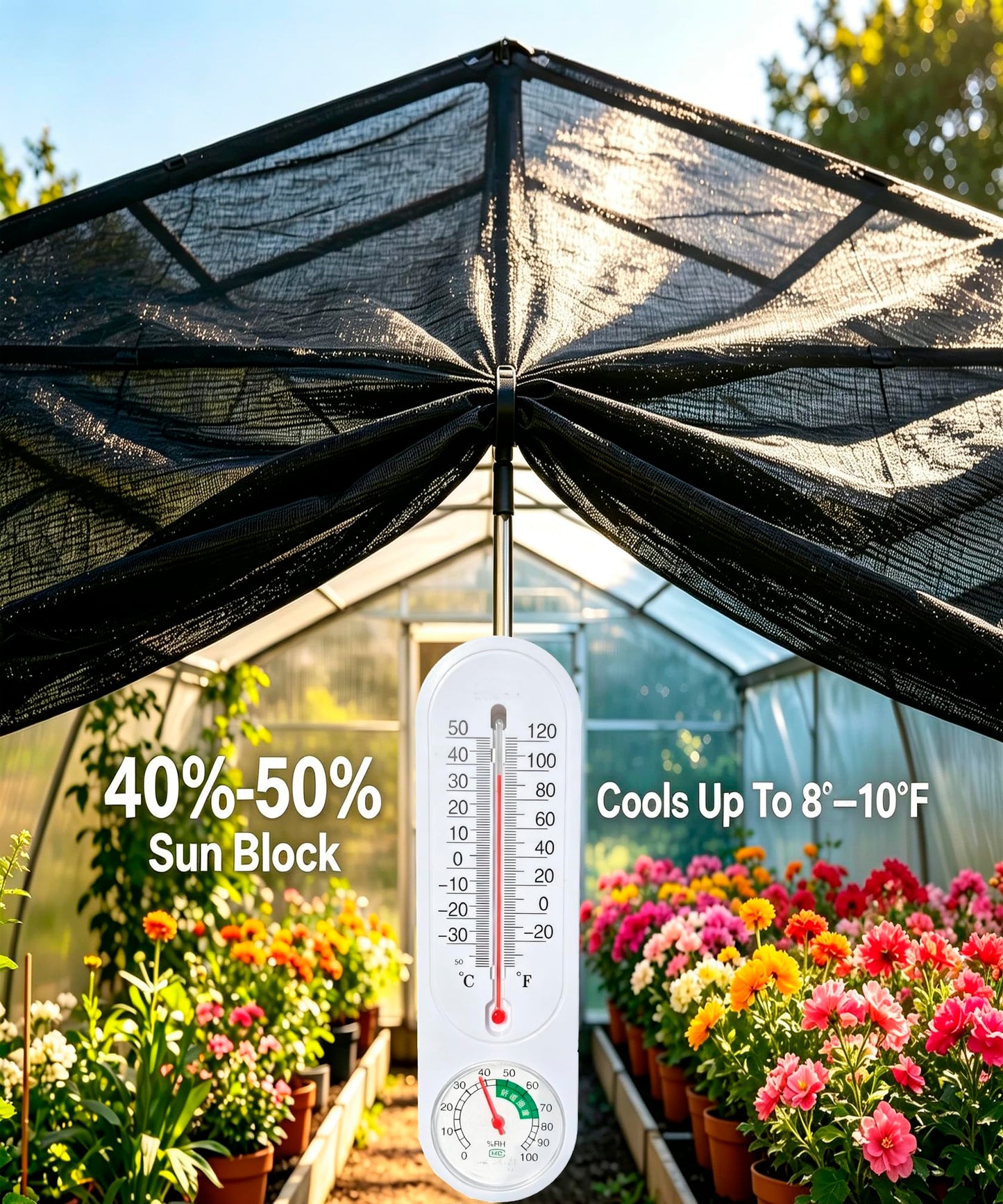 e.share Sun Shade Cloth, 40%-50% Sun Block Mesh Net, 10FT x 14FT Breathable Black Screen for Garden Greenhouse Patio Plants Vegetables Flowers