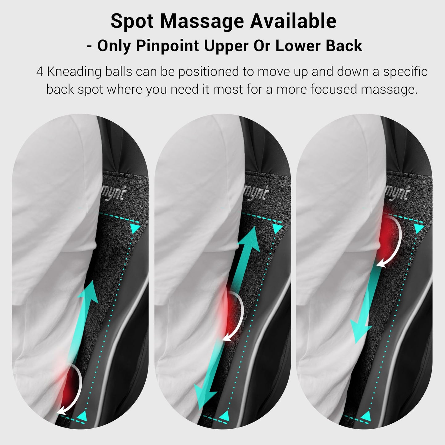 Mynt 2D & 3D Shiatsu Neck and Back Massager for Chair with 10 Deep Kneading Nodes, Back Massage with Heat, Portable Spot Massage Chair Pad (Black)
