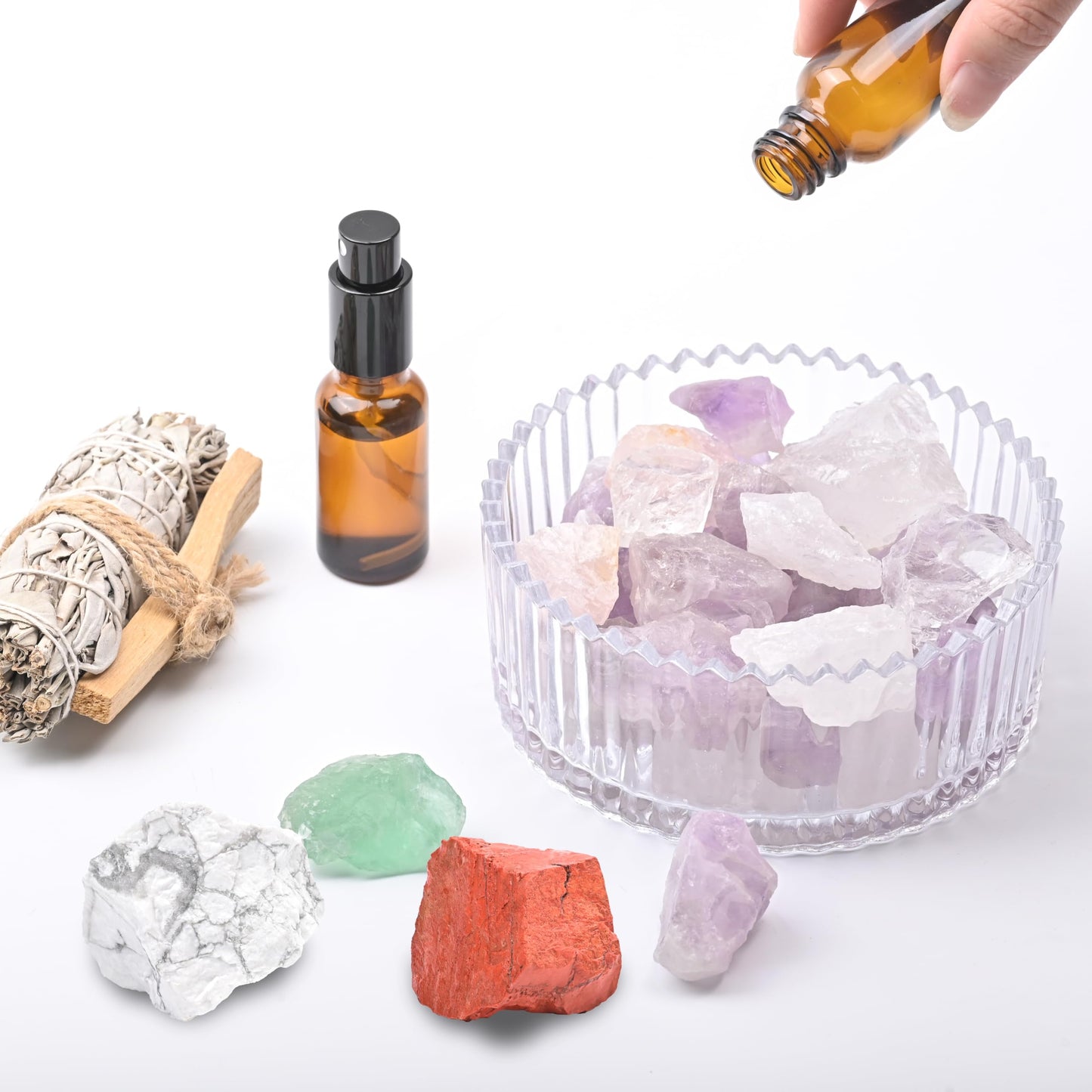 Howlite Raw Stones 1PC, Gemstones Raw Stones and Healing Crystals, Hand Carved Natural Pocket Raw Crystals for Decoration Tumbling, Garden, Home Decor(1.18"-1.97")