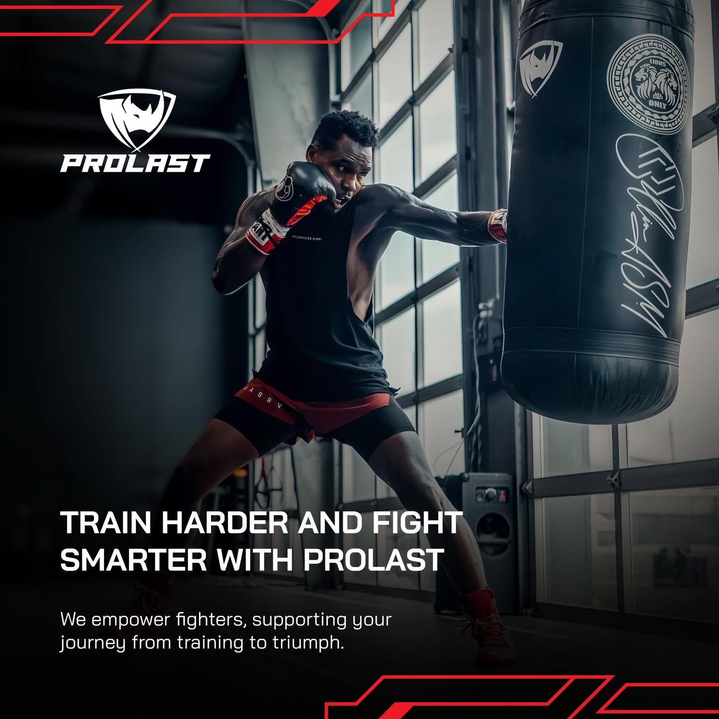 PROLAST 4Ft 135Lb XL Heavy Punching Boxing Bag for Adults, MMA, Martial Arts, Muay Thai, Kicking, Strength Training Equipment, Filled, New Edition Logo, Black