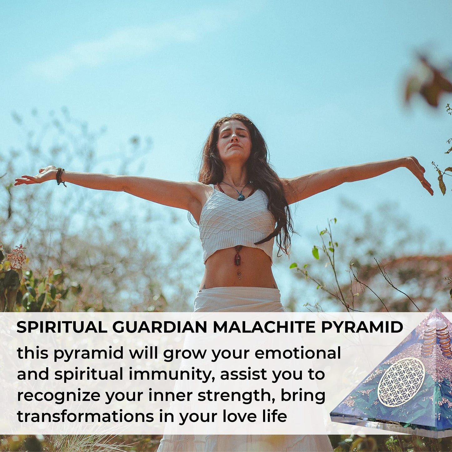 Orgonite Crystal Malachite Pyramid – Positive Energy Crystals Promote Chakra Healing to Enhance Spiritual Growth and Visionary Powers