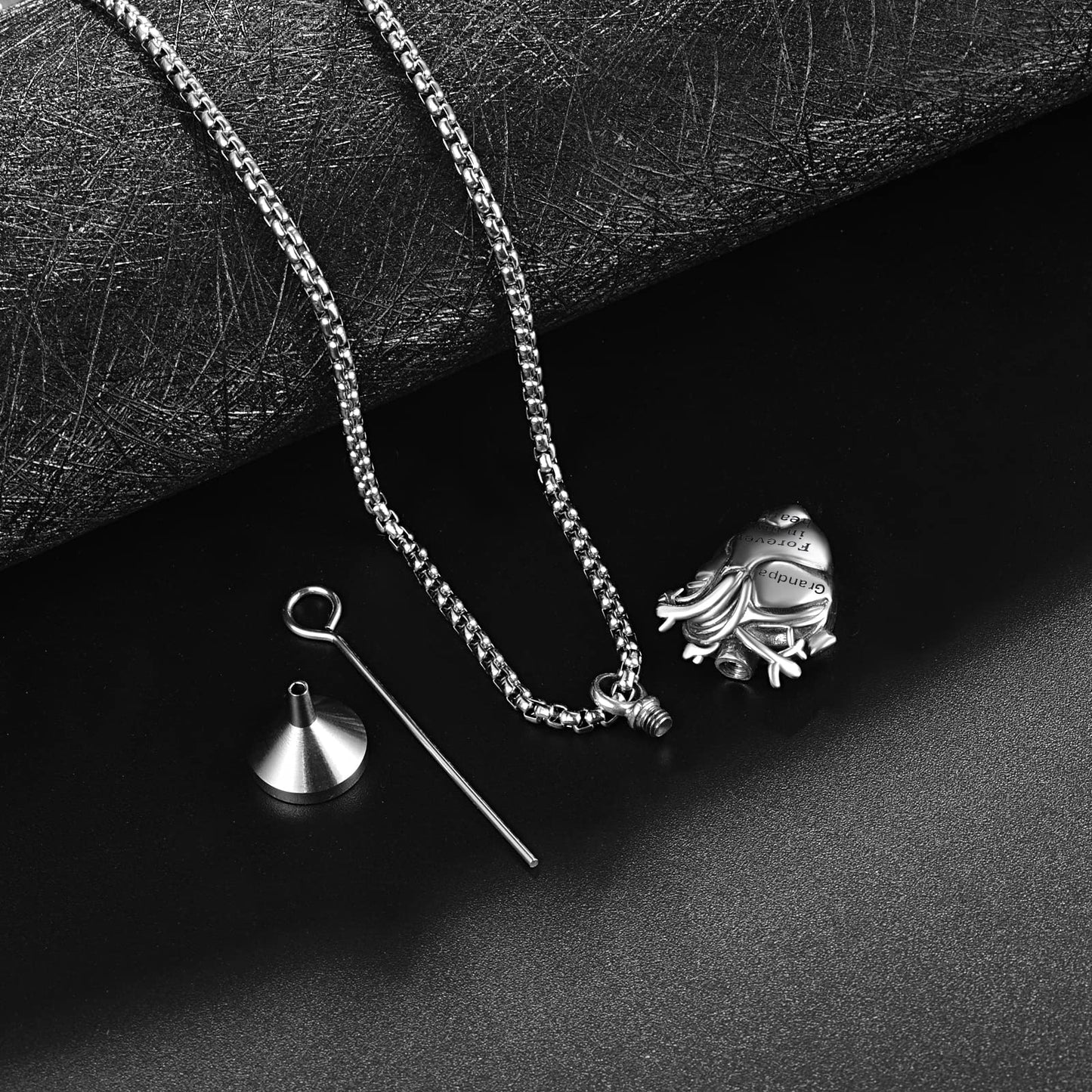 Personalized Anatomical Heart Urn Necklaces for Ashes Sterling Silver Ash Pendants Cremation Jewelry Grandpa Keepsake Pendant Memorial Jewelry Gifts for Loss of Grandpa