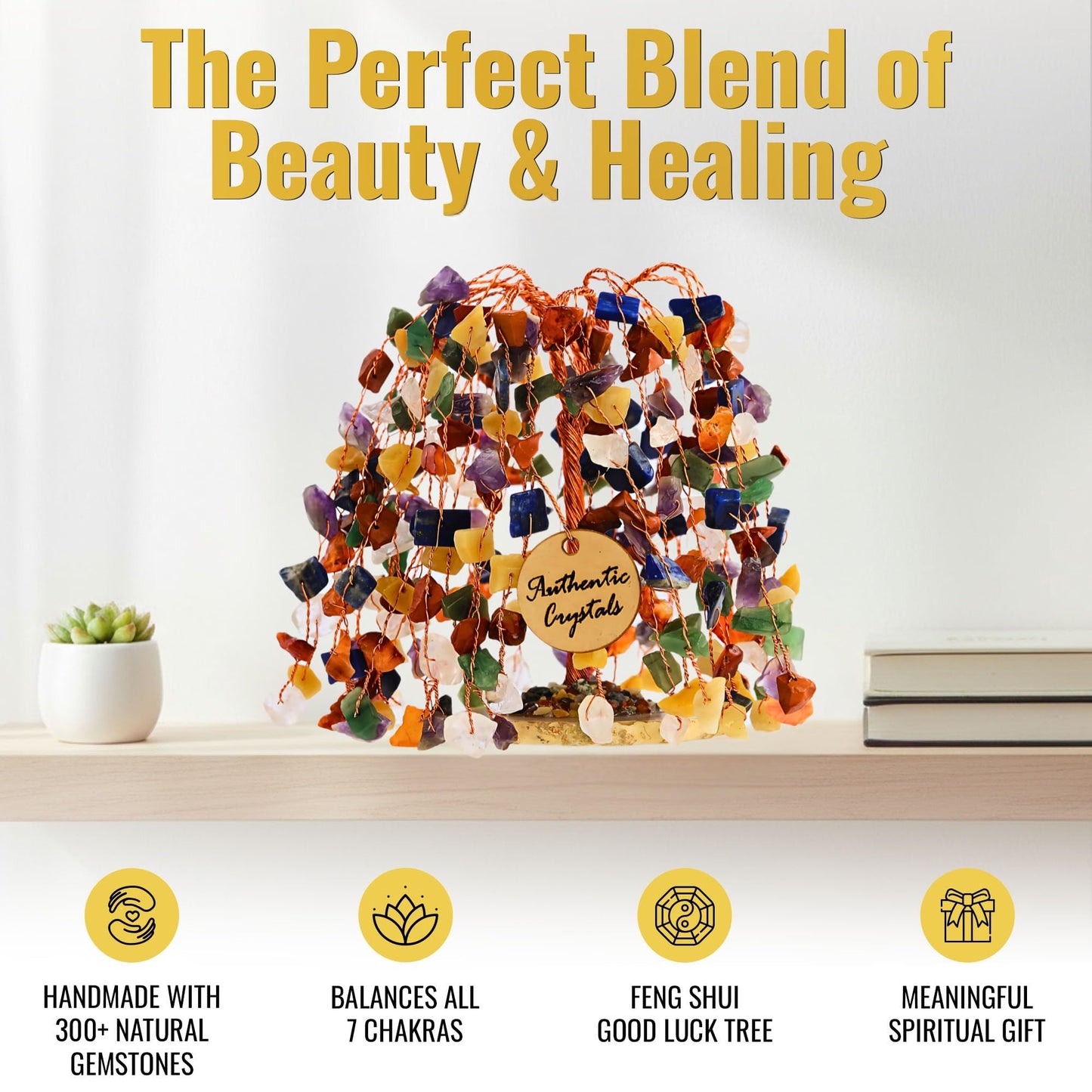 ANAYA AGATE 7 Chakra Tree of Life Feng Shui Crystal Tree for Home Décor, Wealth, Luck & Protection, Spiritual Reiki Healing Bonsai for Positive Energy Gift, Meditation & Manifestation Decor