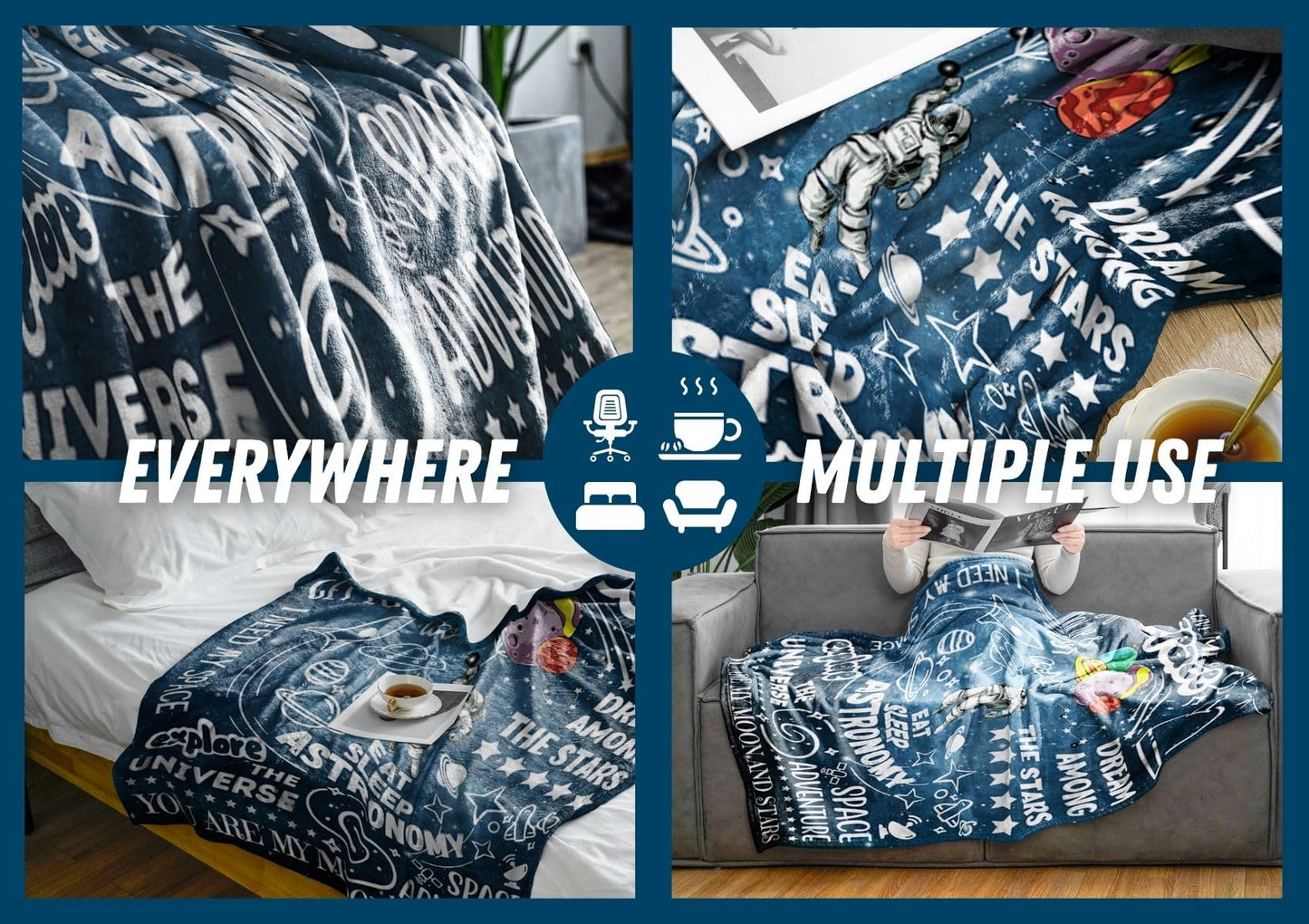 Huglanket Space Gifts for Boys Teen - Give Me Some Space Astronaut Blanket - Astronomy Flannel Plush Throw 50x65 Inches