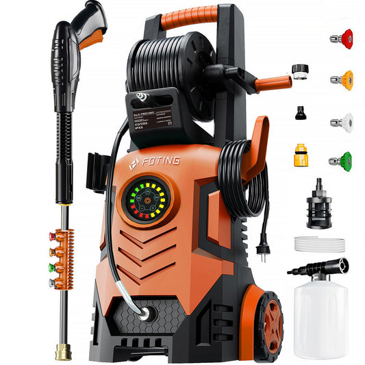 Pressure Washer 5000PSI with Adjustable Touch Screen 8 Level, 34" Tall, 4 Quick Connect Nozzles,Inlet Hose&Filter&500mlFoam Cannon for Cars/Fences/Driveways/Home Cleaning,Red