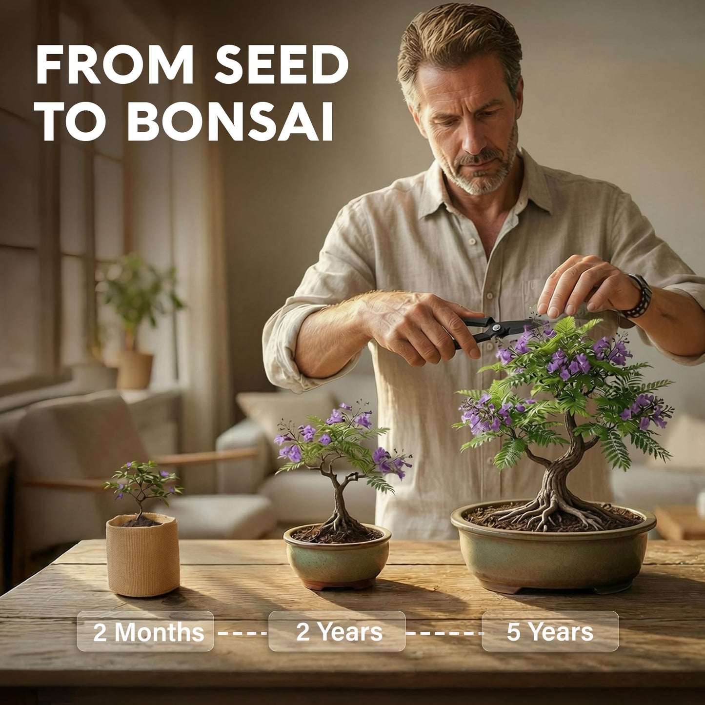 AVERGO Bonsai Tree Kit Deluxe - 5X Unique Japanese Bonzai Trees | Complete Indoor Bonsai Starter Kits from Seeds to Trees – DIY Gardening Gifts for Mother, Women & Men