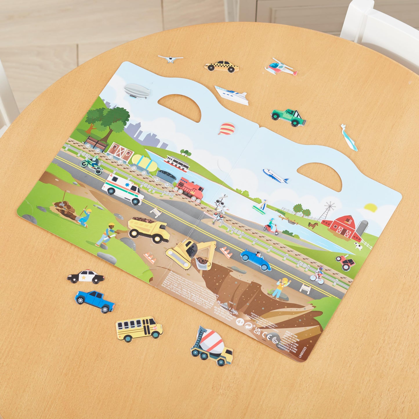 Melissa & Doug Vehicles Puffy Sticker Play Set Travel Toy with Double-Sided Background, 32 Reusable Puffy Stickers
