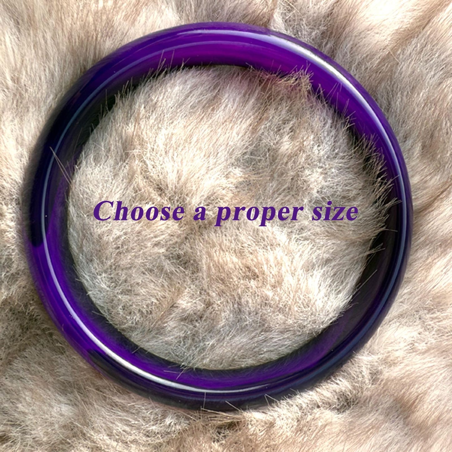 FitJinZun Natural Agate Bangle Thick Purple Bracelet for Women, 8-10mm Width Amethyst Chinese Lucky Jewelry for Christmas Mom Wife Birthday Gift