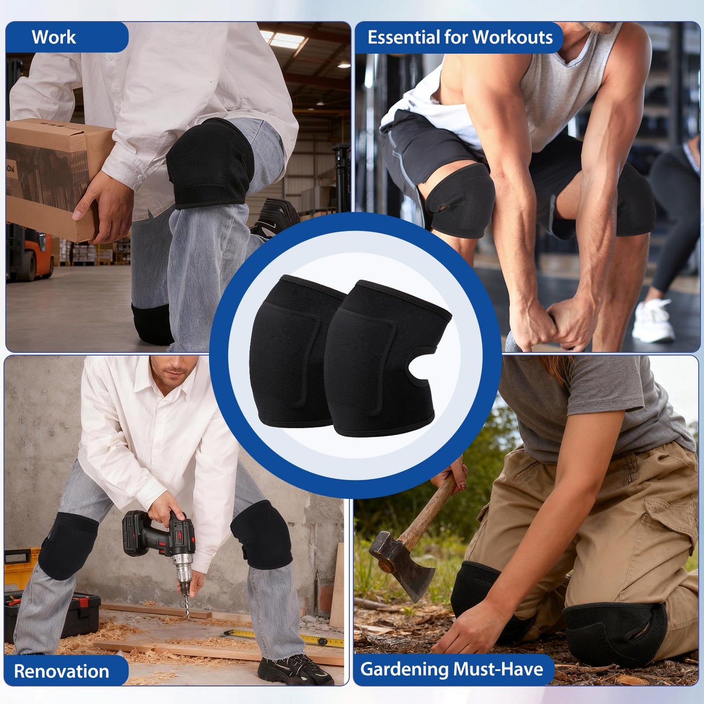 ANBANREY Professional Knee Pads for Men & Women - High Elastic Support for Cleaning, Gardening, Construction, and Floor Work | Knee Protection & Comfort