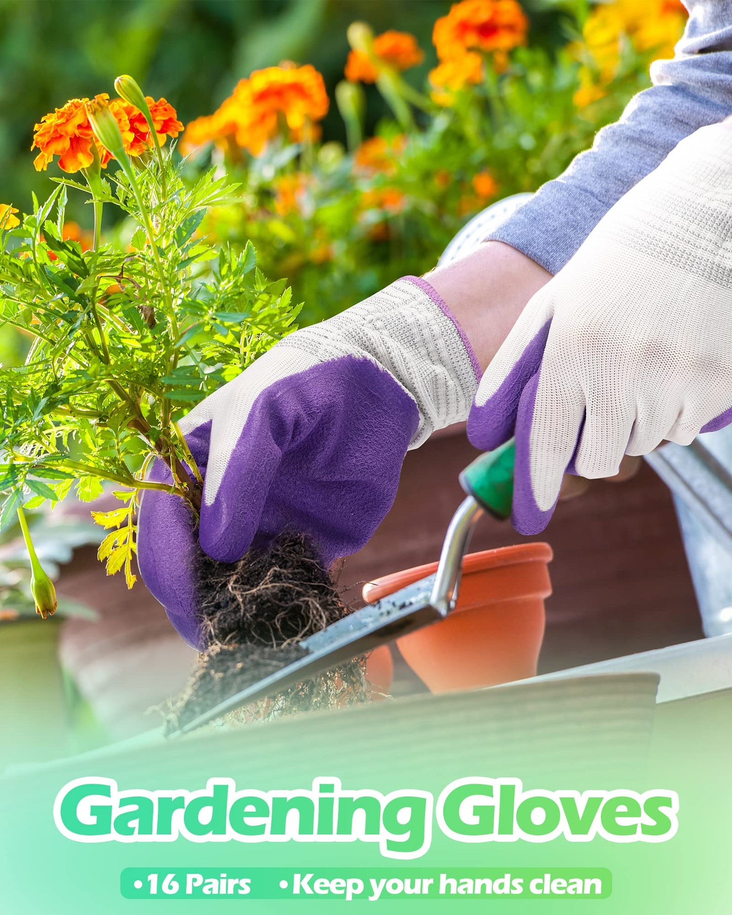 Irenare 16 Pairs Gardening Gloves Bulk for Women Breathable Rubber Coated Yard Garden Gloves Outdoor Protective with Grip(Multicolor)