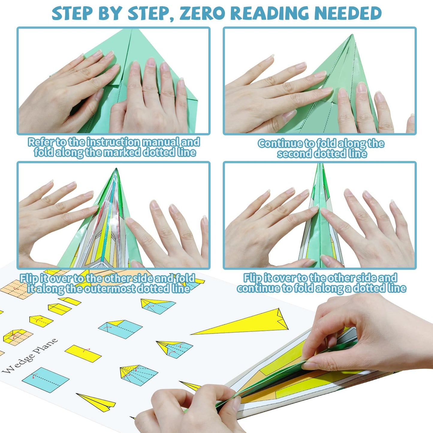 Elfew 48 Sheet Paper Airplane Kit for Kids Ages 6-8,8-12, Origami Paper Plane Kits for Boys, Crafts for Kids Activities, Origami Book, Airplane Toys Gifts for Boys and Girls