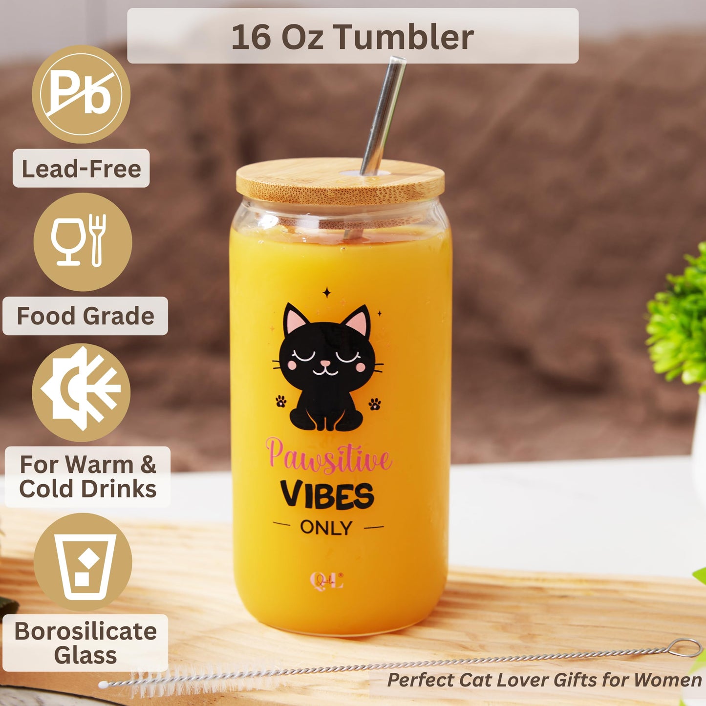 QUILE Fun Cat Mom Mothers Day Gifts Box, Cat Lover Gifts for Women, Premium Cats Themed Gifts Set for Women with Borosilicate Glass Cup Crochet Doll & Socks, Crazy Cats Lady Gift Basket for Birthday