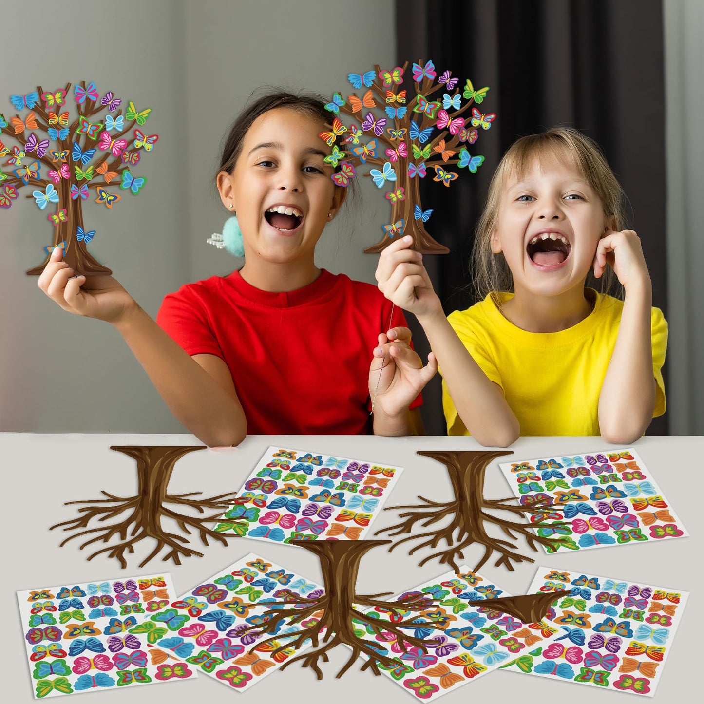 Cinrobiye 30 Set Spring Craft Kit Flower Bird Butterfly DIY Tree Ornaments Making Art Crafts for Toddler Sunday School Classroom Home Preschool Party Activities Favor Decor Supplies (Butterfly)