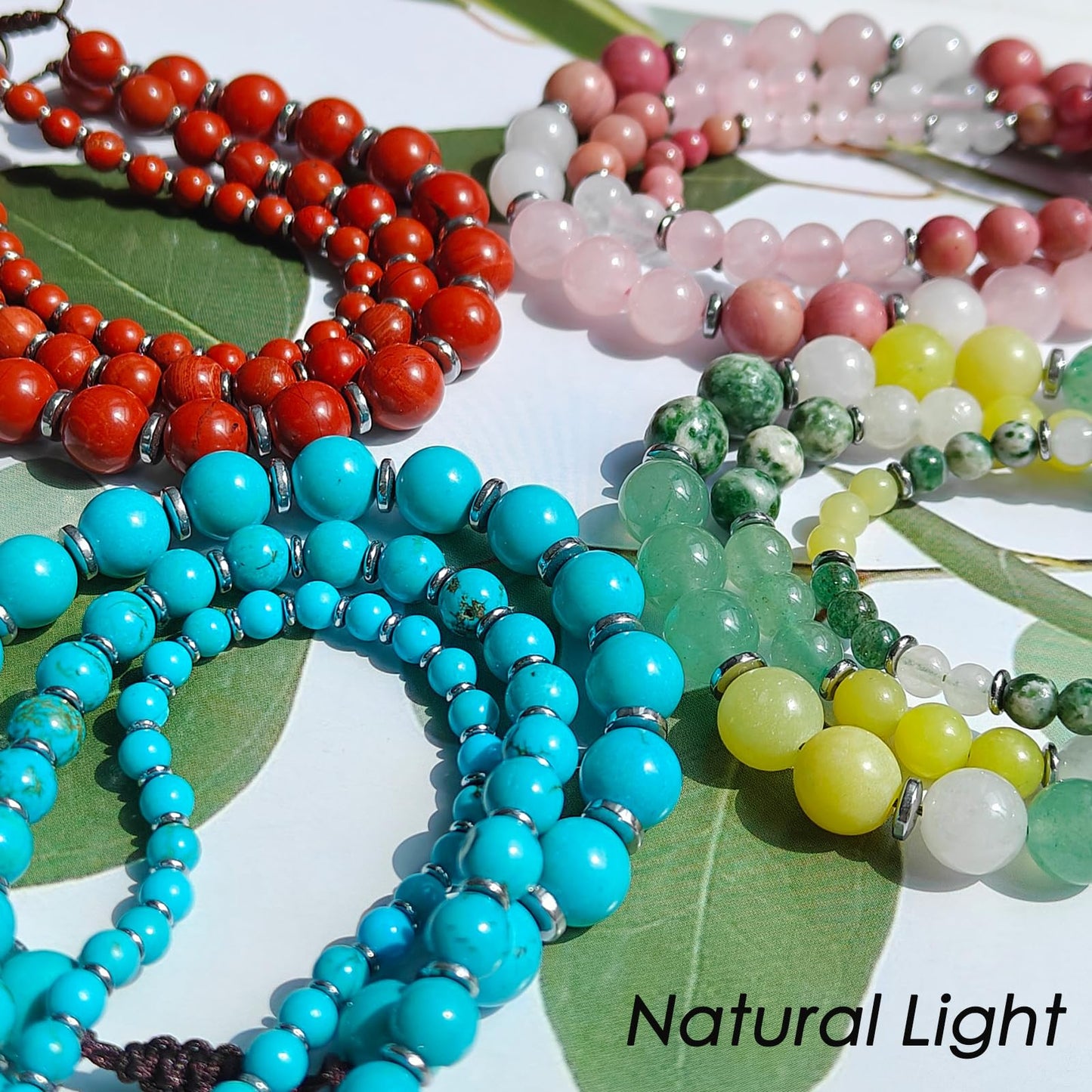 CHCCOYE 4mm Handmade Adjustable Natural Gemstone Crystal Bracelet Healing Power Energy Inspirational Gifts with Card for Unisex (Indian Agate)
