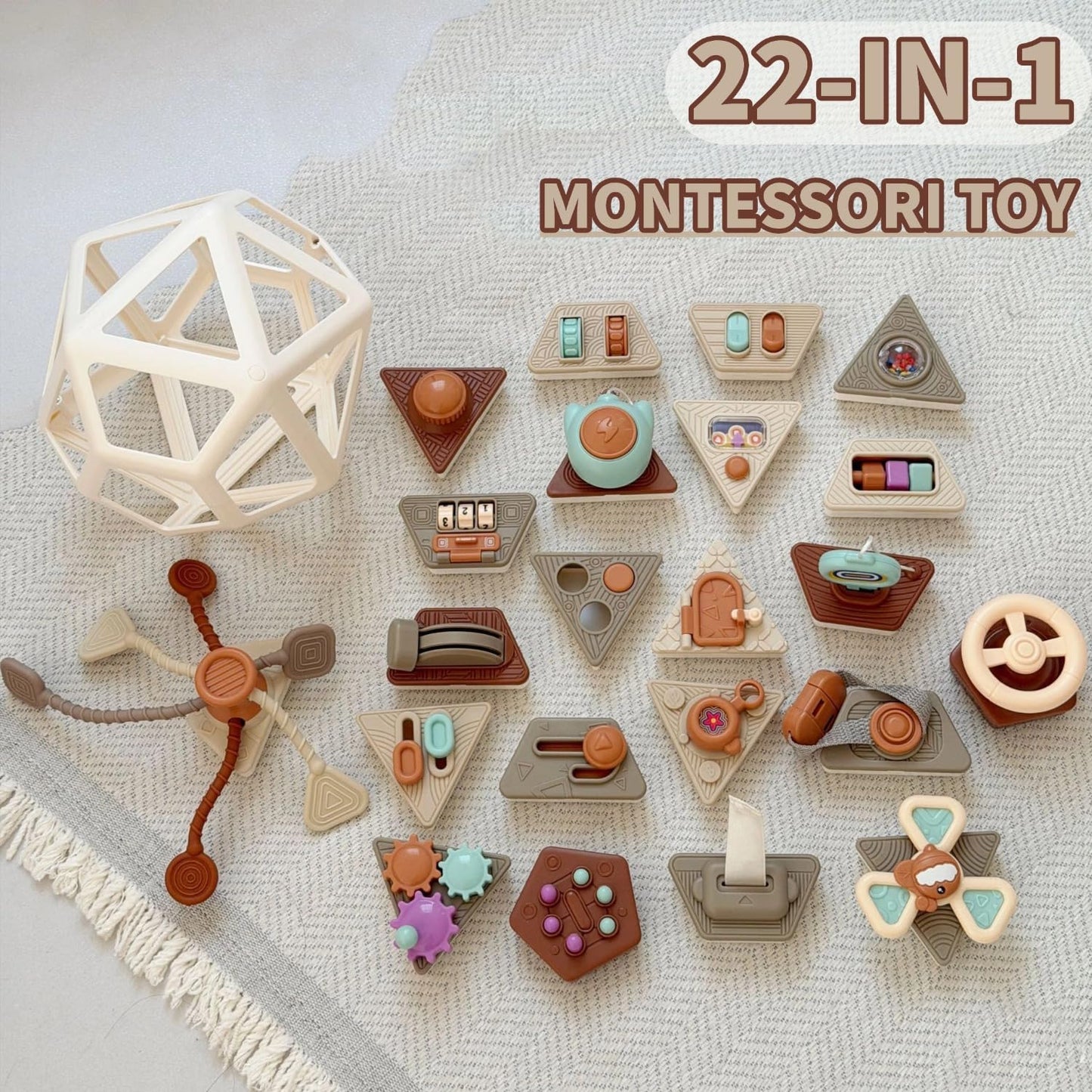 Womiluna 22-in-1 Toddler Busy Board Activity Cube Toys Montessori Toy for 1 2 Years Old Boys Girls Kids Early Education Toys for Baby Travel Sensory Toy 1st Birthday Gifts