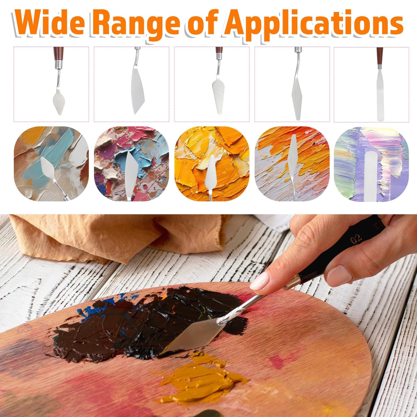 27 Piece Stainless Steel Palette Knife Set, Painting Knives with Plastic Handles, Art Spatula Pallet Knives for Oil, Acrylic Paint, Color Mixing Tools, Painting Accessories