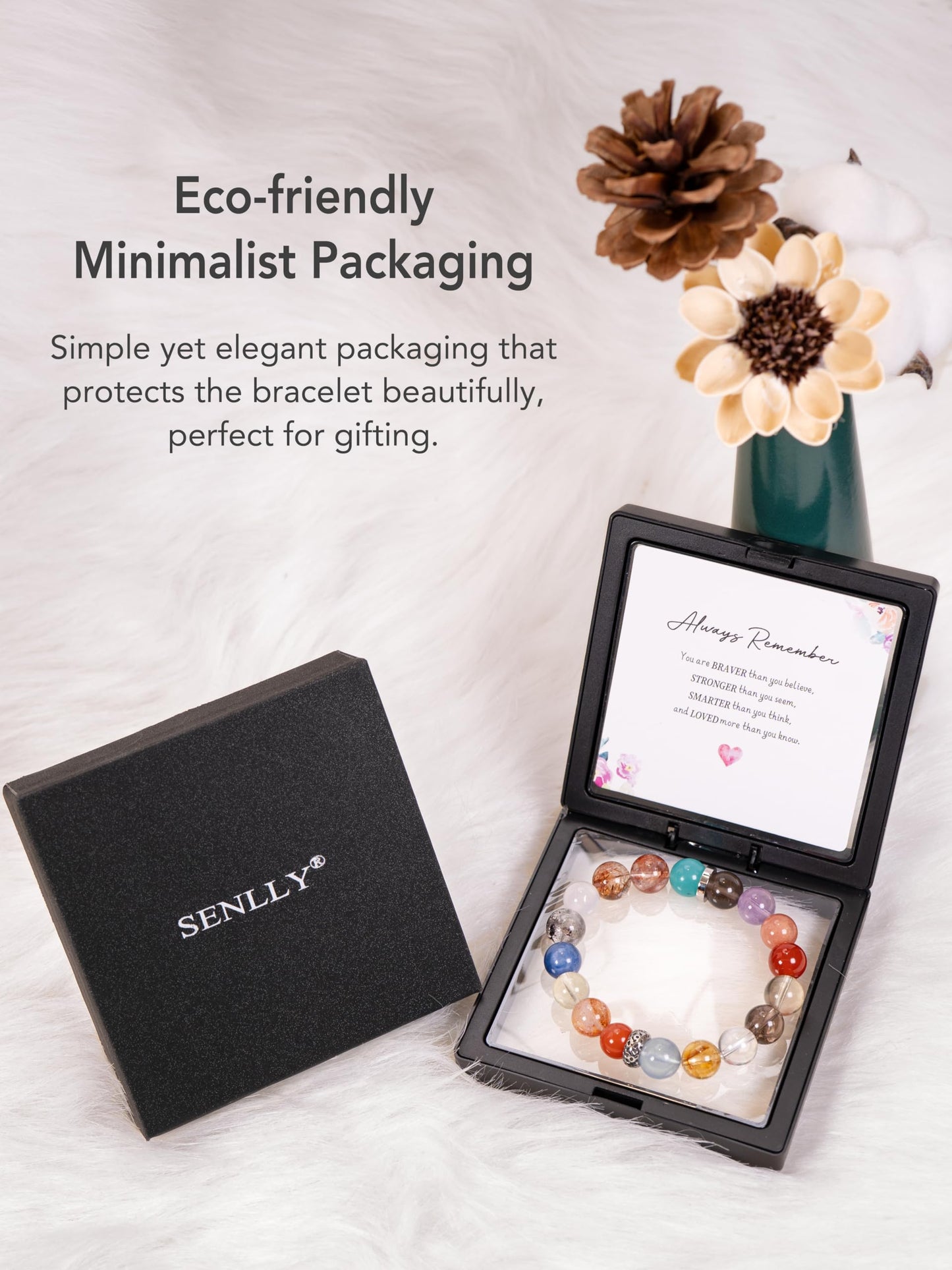 SENLLY Crystal Gift Bracelet, Tiger’s Eye & Black Obsidian Meaningful Natural Stone Crystal Jewelry for Women Mom Daughter Sister Wife Friend
