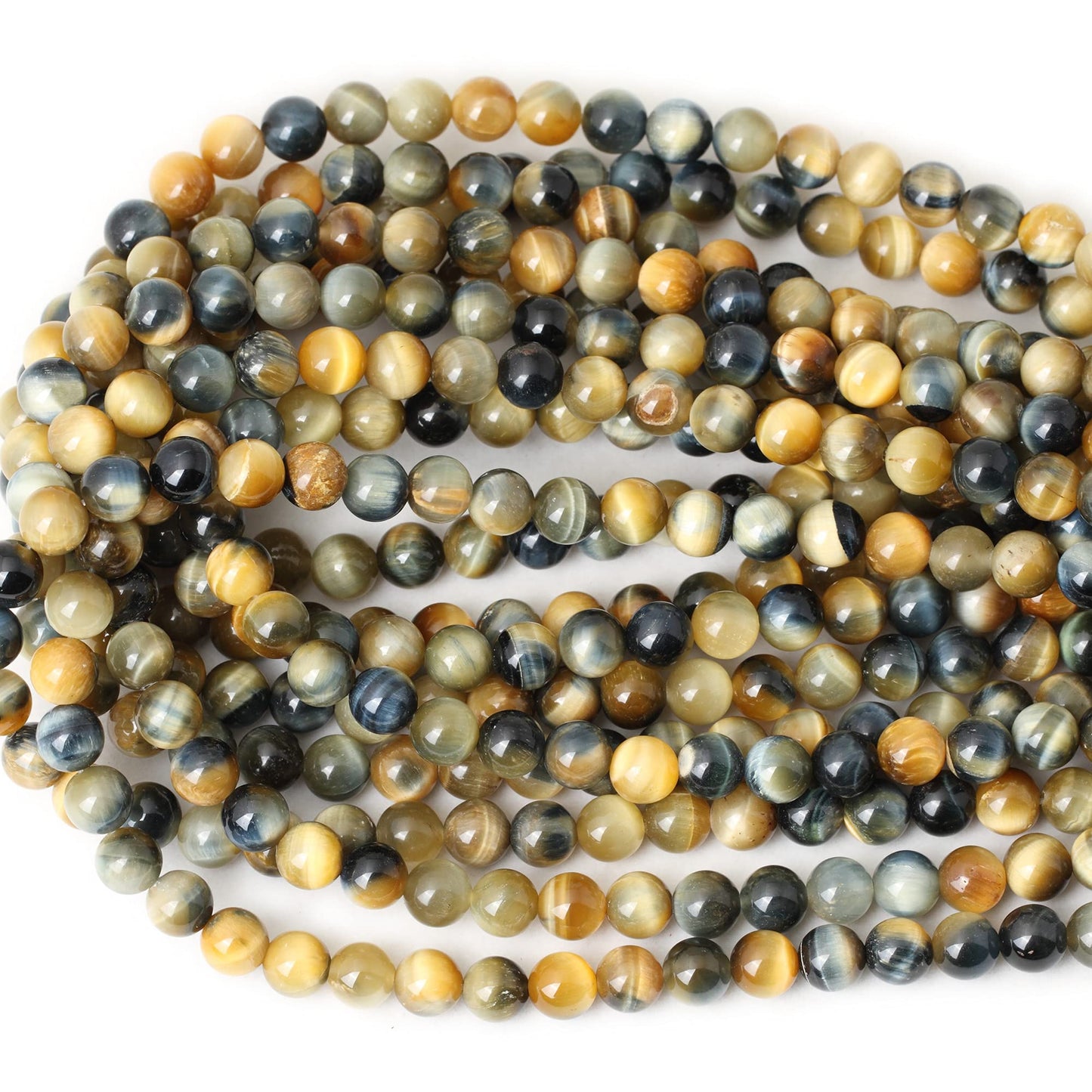 CHEAVIAN 45PCS 8mm Natural Dream Tiger Eye Stone Round Loose Beads for Jewelry Making DIY Bracelet Necklace Materials 1 Strand 15"