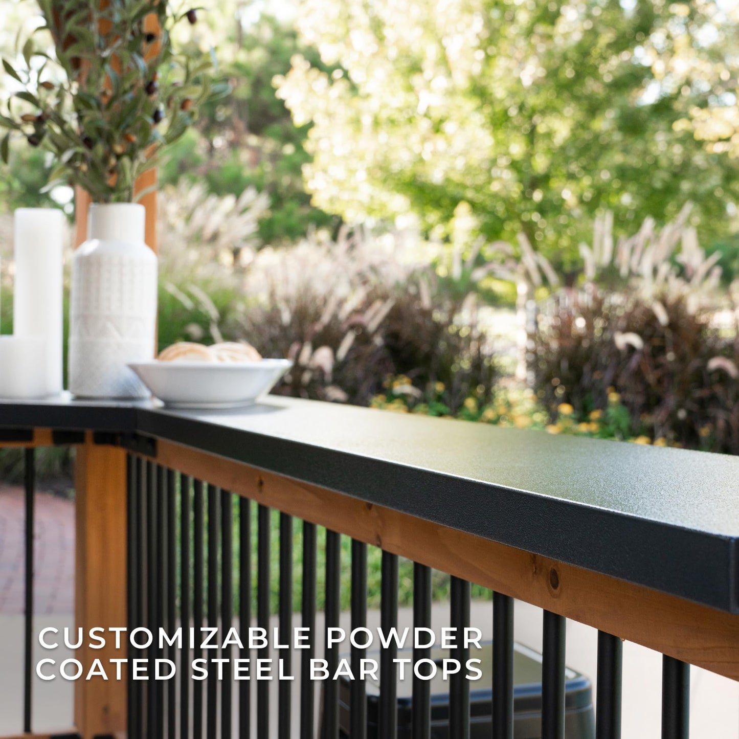 Backyard Discovery Granada 10' x 9' Cedar Wood BBQ Grill Gazebo Pavilion with Hardtop Galvanized Steel Roof, Bar Tops, Powerport, Snow Support, Wind Resistance, Cook Station for Outdoor Patio or Deck