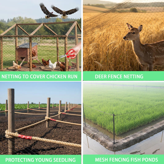 EMEKIAN Garden Netting, 25' x 50' Heavy Duty Bird Netting Deer Fence Net, 1" Mesh Poultry Netting for Chicken Coop, Run & Garden, Protect Fruit Trees, Vegetables from Birds, Deer, Squirrels