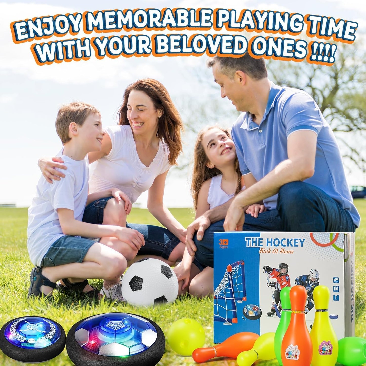 Nazano 4-in-1 Hover Soccer Ball Set, Rechargable Air Floating Soccer Toy with LED Lights, Indoor & Outdoor Kids Sports Toys, Christmas Birthday Gifts for Boys Girls Aged 3 4 5 6 7 8-12