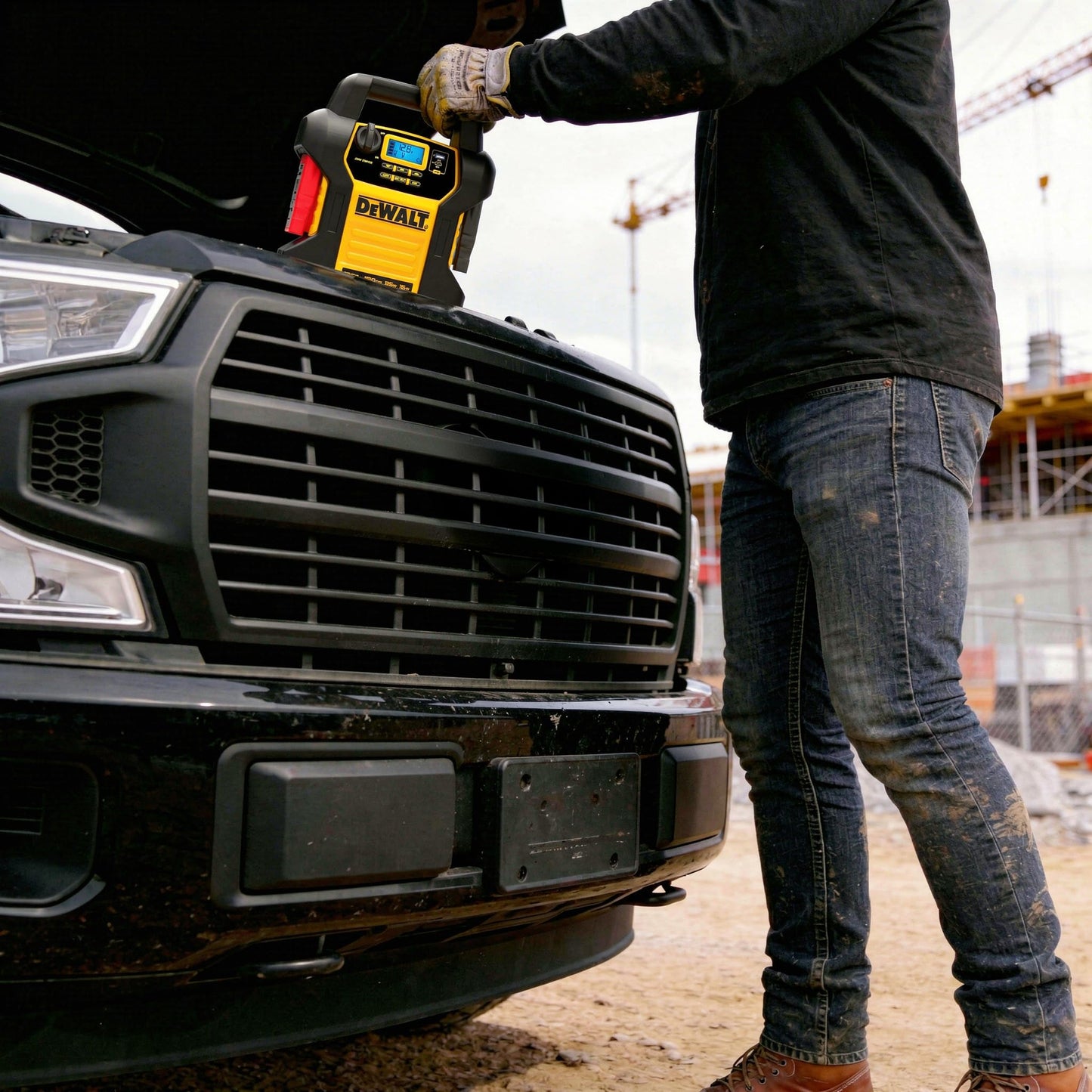 DEWALT DXAEJ14 Digital Portable Power Station Jump Starter - 1600 Peak Amps with 120 PSI Compressor for Tires, Sports Equipment & Bikes, 15W USB-A and 25W USB-C Power
