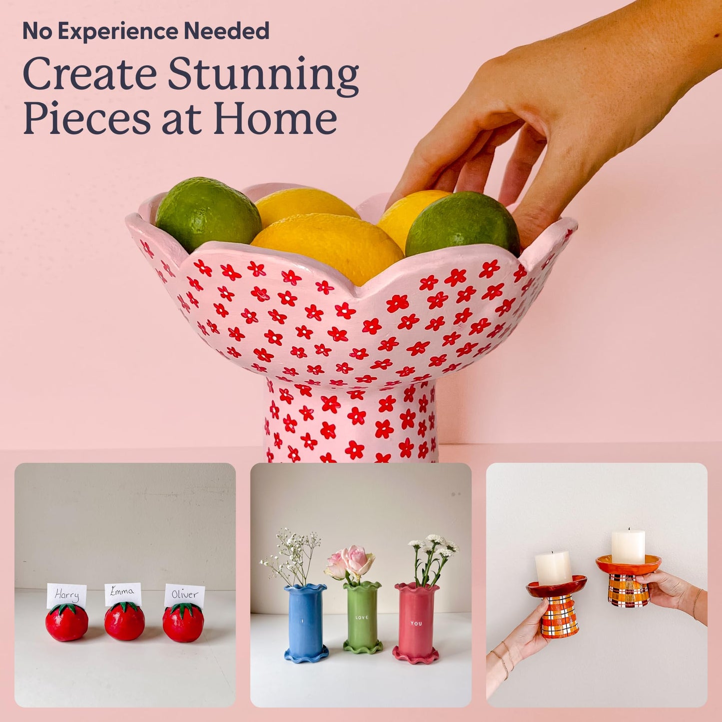 Sculpd - The Original Pottery Kit for Adults - Air Dry Clay for Adults, Tools, Varnish, Brushes, Mother's Day Activities, Arts & Crafts Set, Gloss Varnish