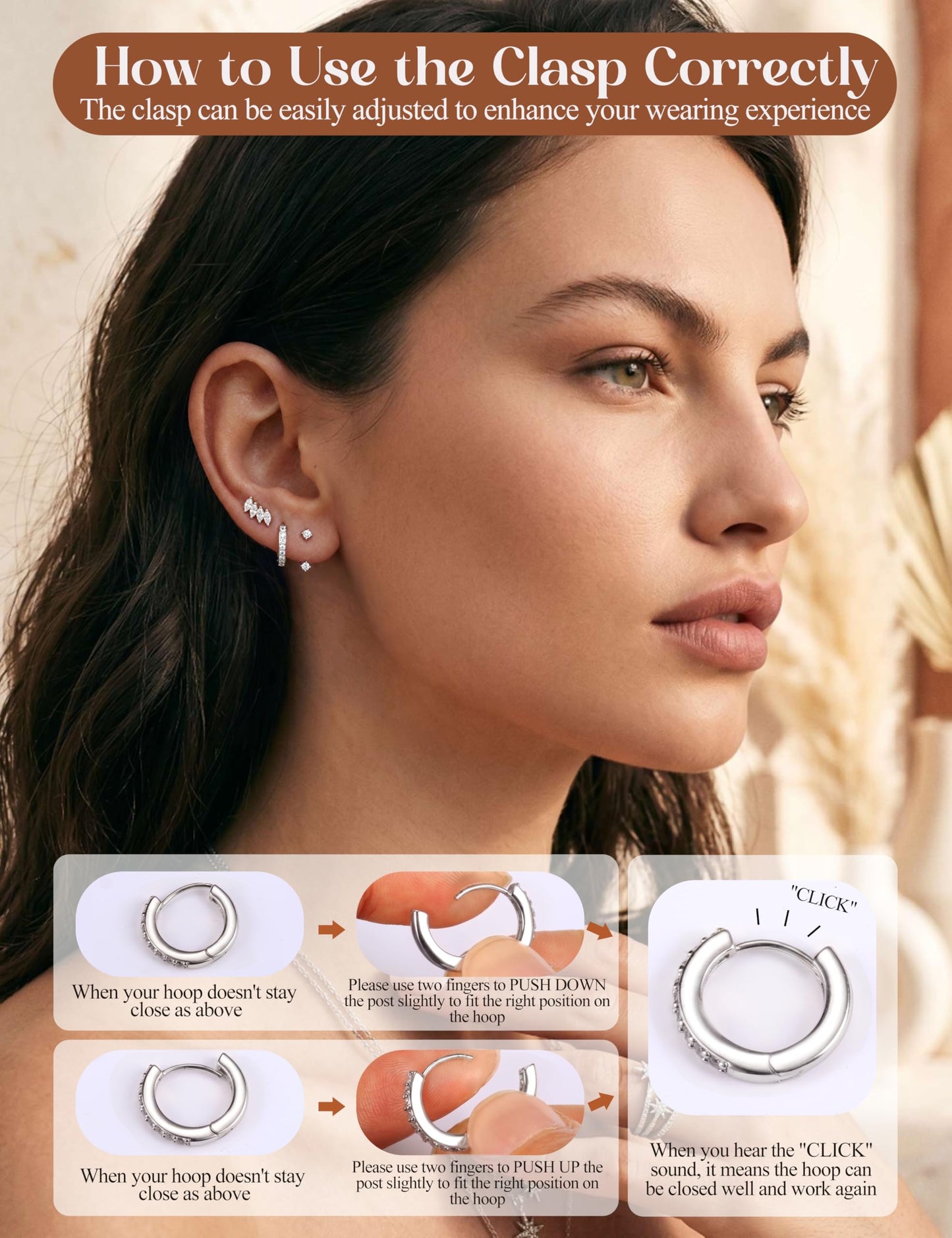 MILACOLATO 925 Sterling Silver Earrings for Women, Sterling Silver Filled Small Huggie Hoop Earrings Sets for Multiple Piercing Hypoallergenic Jewelry, CZ Cartilage Earrings Stacks Trendy Jewelry Gifts, 3 Pairs-E