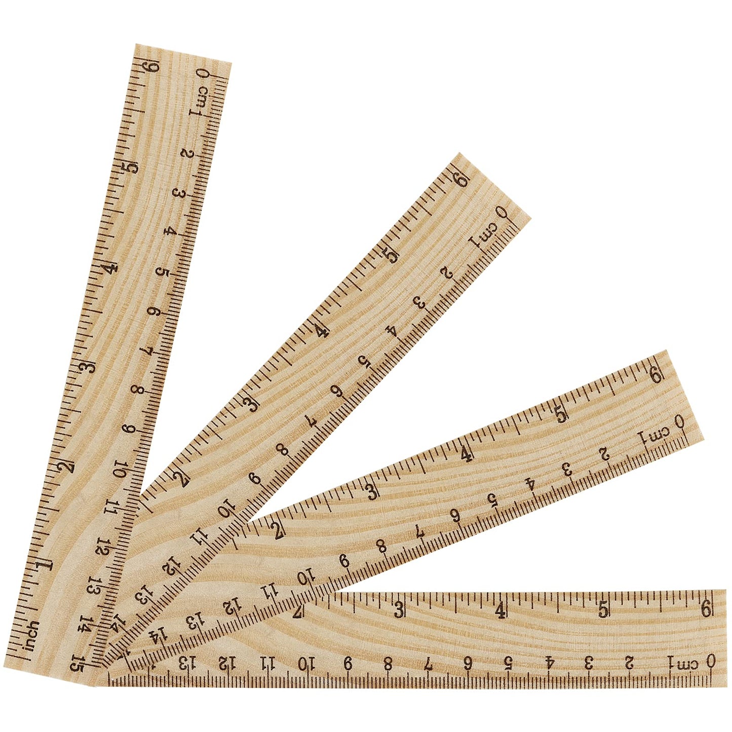 MUKLEI 144 Packs 6 Inch Wooden Rulers, 2 Scales Double Sided Pine Wood Student Ruler Measuring Rulers Straightedge for Home, School, Office, Craft Uses, 15 cm