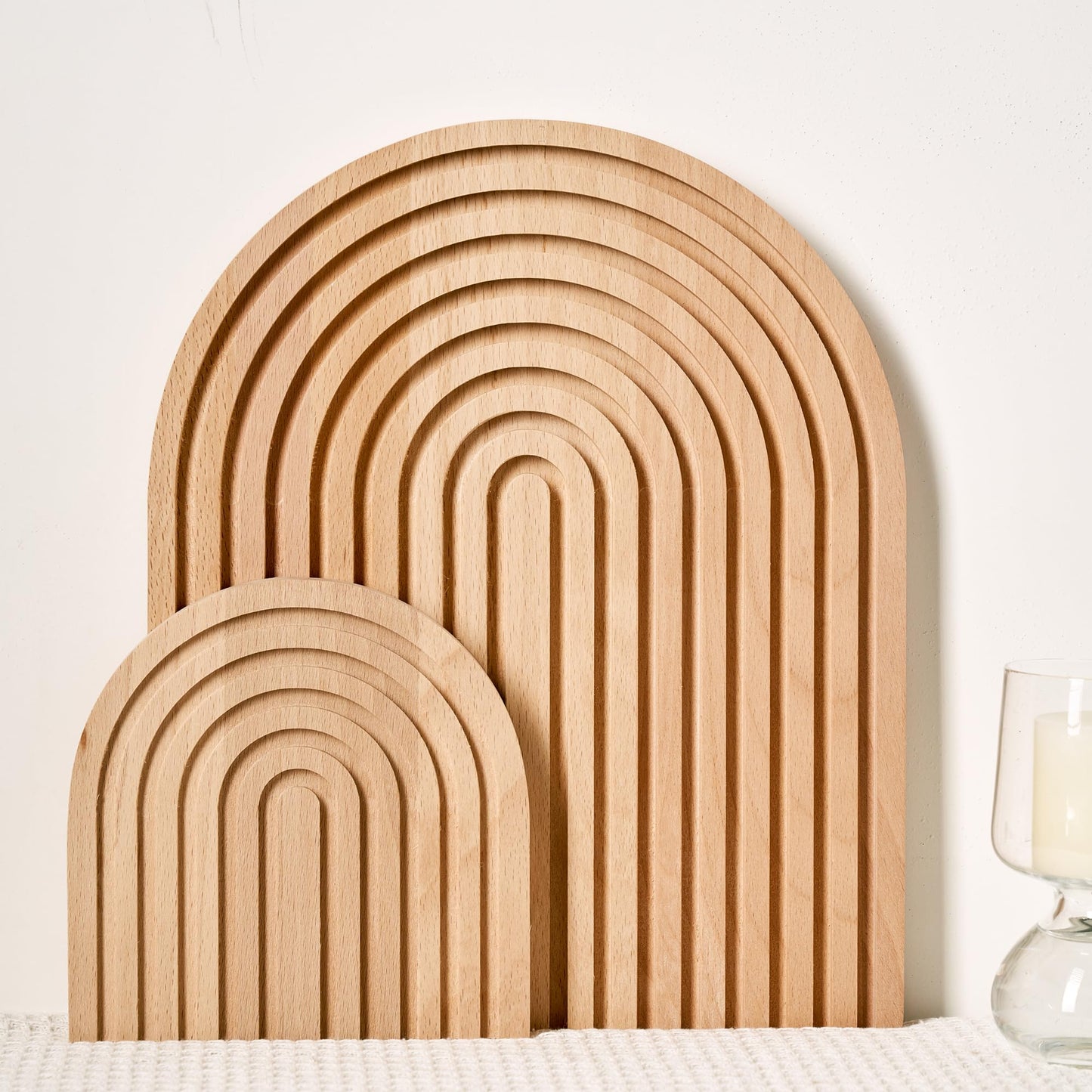 Homtik Wood Rainbow Arch - Modern Boho Room Decor for Wall Shelf, Fireplace Mantel, Counter, Table - Aesthetic Home Decoration for Living Room, Kitchen, Bedroom, Office, Nursery, Set of 2