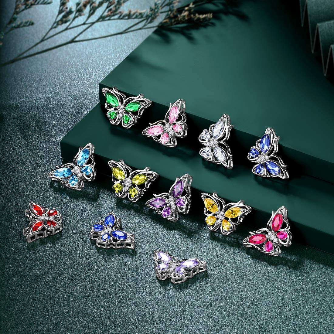 Hipunk Butterfly Blue Jewelry Sets Birthstone Women 925 Sterling Silver September-Sapphire Birth Stone Animal Butterflies Jewelry Sets/Earring Set Crystal Birthday Jewelry SS0001S