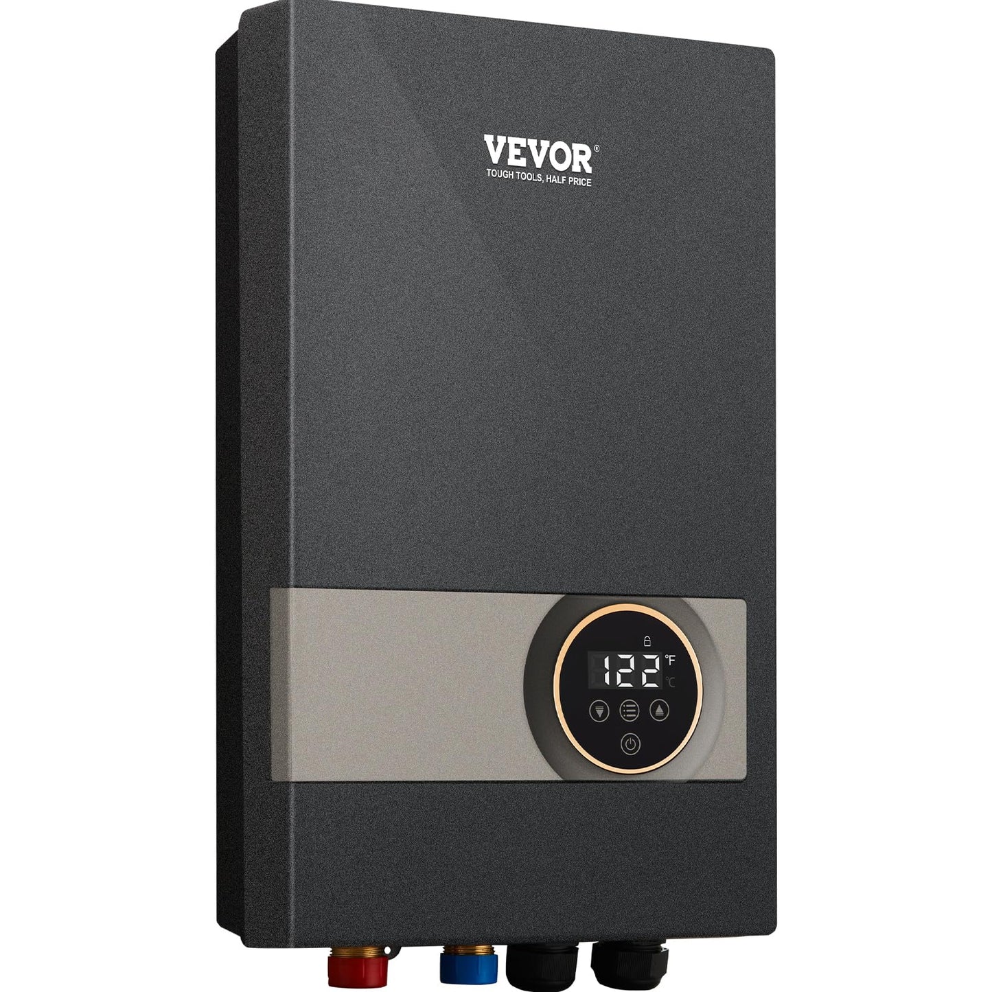 VEVOR Tankless Water Heater Electric 18KW, Compatible for Kitchen & Shower, LCD&Touchscreen, Digital Temperature Display, Child Lock, 240V, Black
